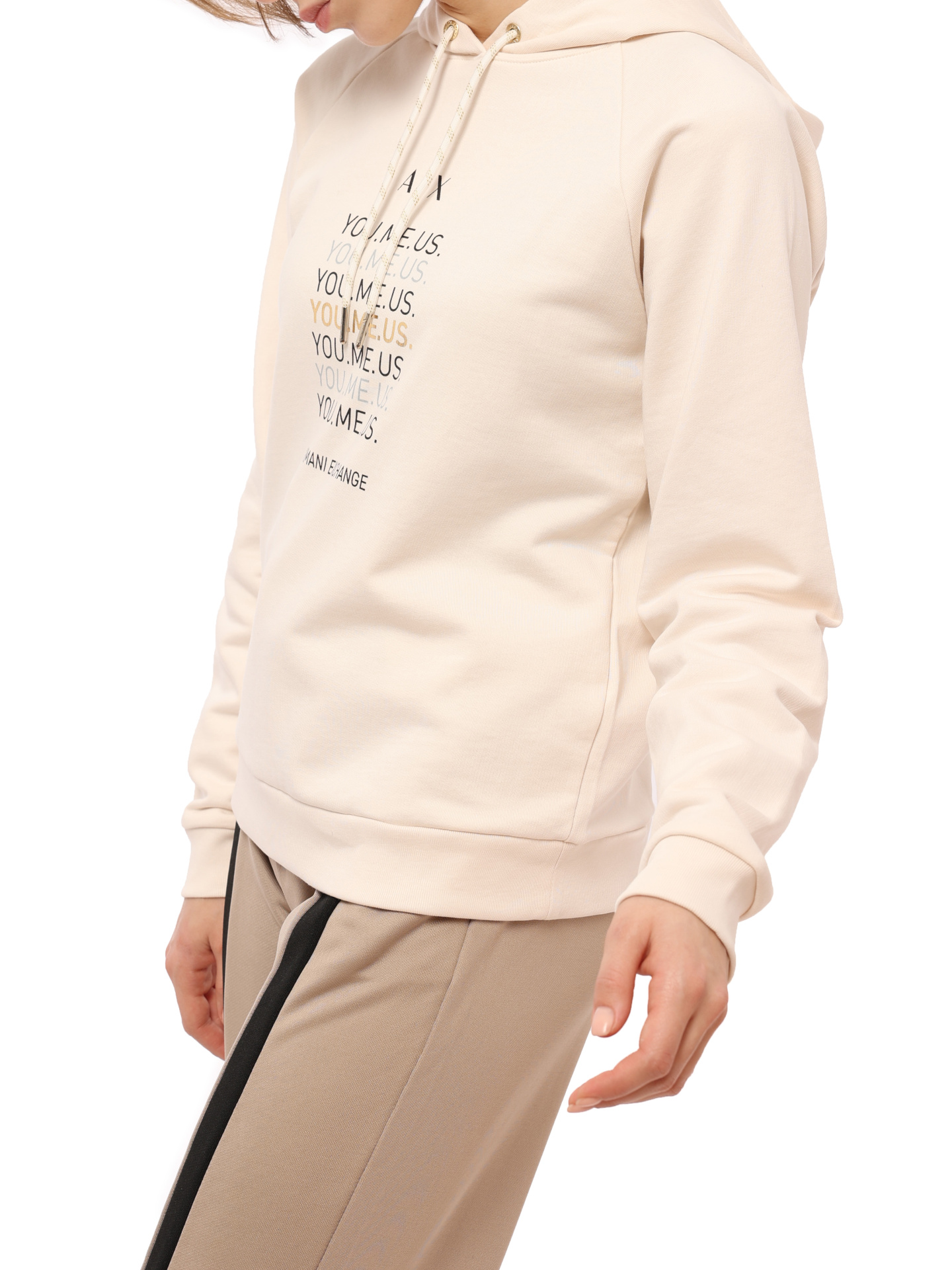 Худи Armani Exchange 6LYM27 YJ5VZ 1130 молочное женское с логотипом — купить в интернет-магазине Verdistore