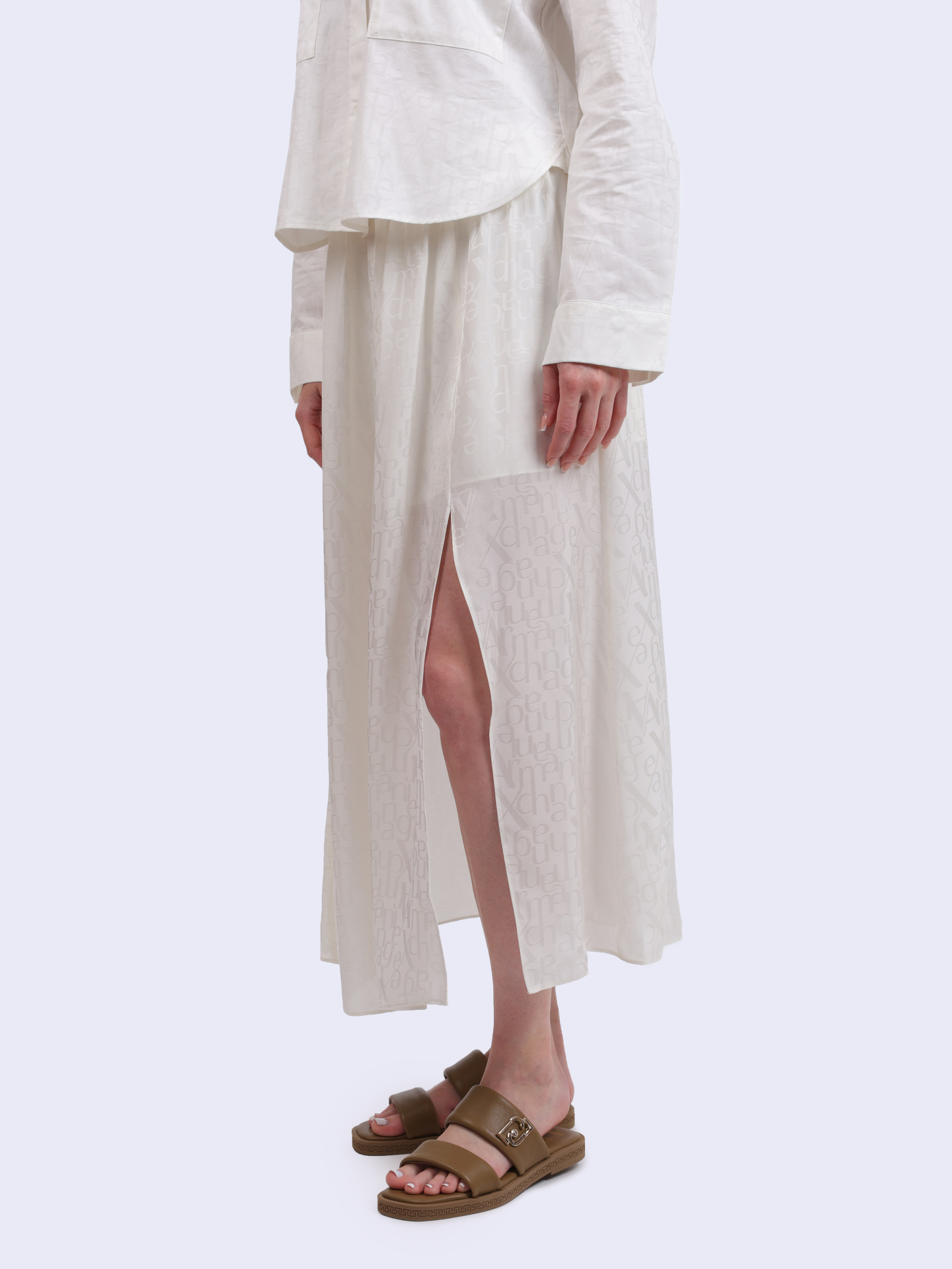 Юбка Armani Exchange XW000348 AF10842 F0015 белая женская с разрезом — купить в интернет-магазине Verdistore