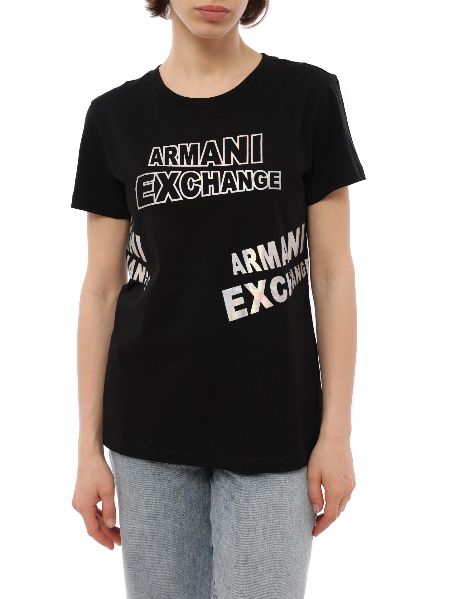 Футболка Armani Exchange 3RYTBD YJCHZ 1200 черная женская с логотипом — купить в интернет-магазине Verdistore