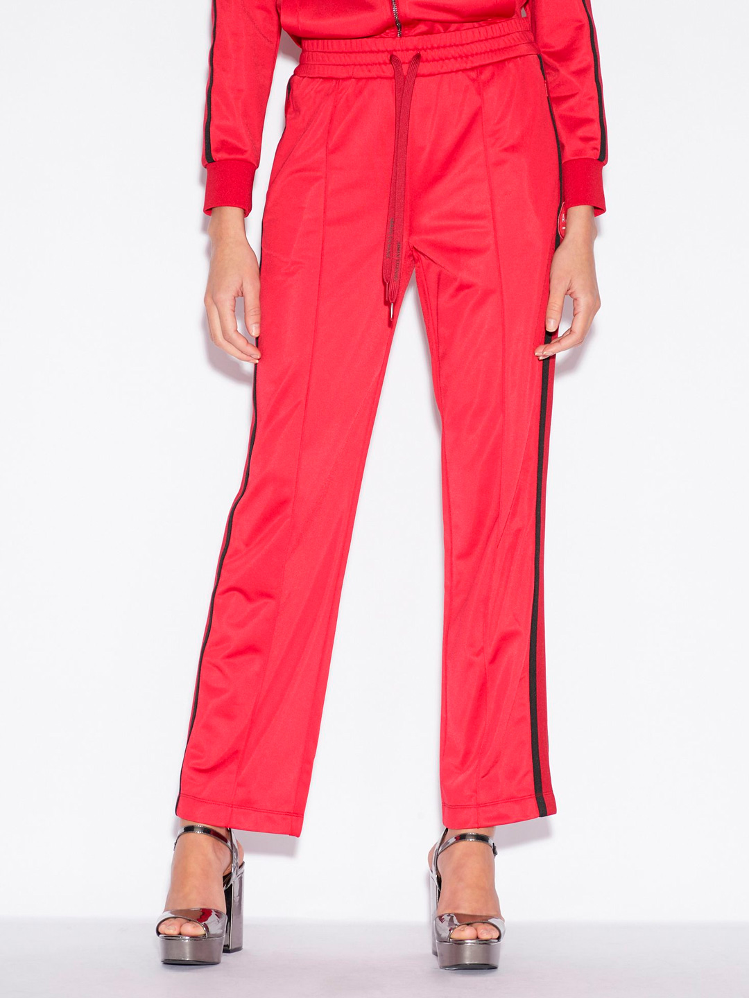 Брюки спортивные Armani Exchange 3GYP77 1452 красные женские с полосками — купить в интернет-магазине Verdistore