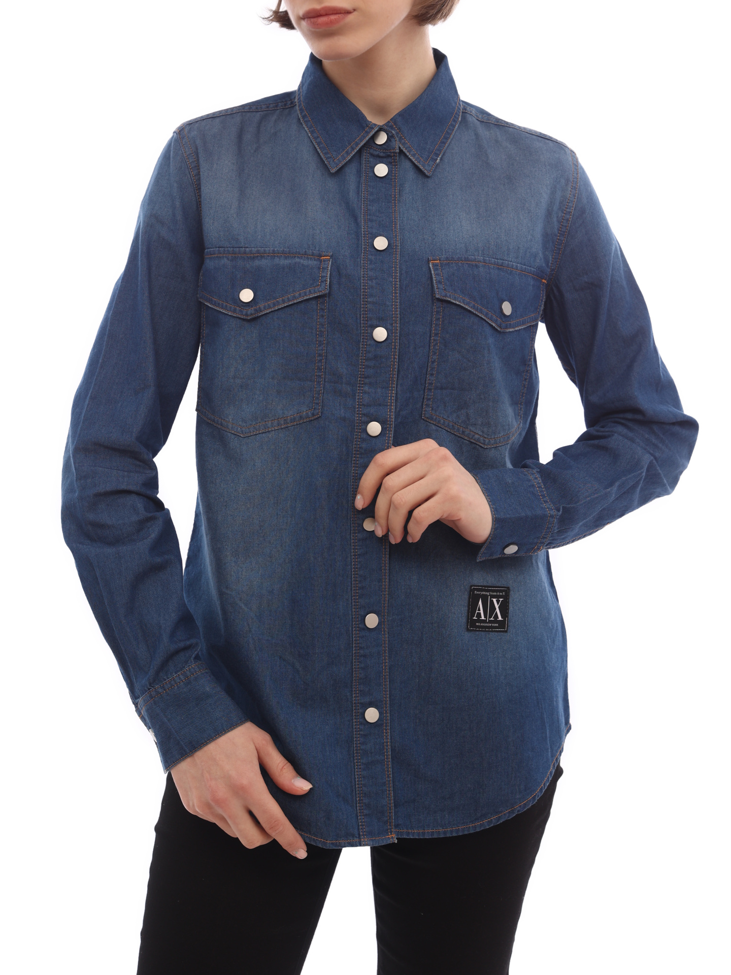 Рубашка Armani Exchange 3LYC40 Y1VTZ 1500 джинсовая женская на кнопках — купить в интернет-магазине Verdistore