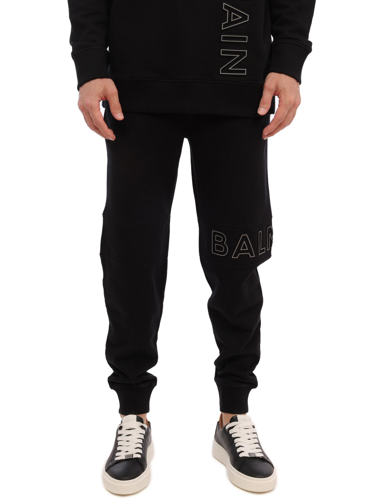Брюки спортивные Balmain BH1OB235BC22 EBP черные мужские с логотипом — купить в интернет-магазине Verdistore