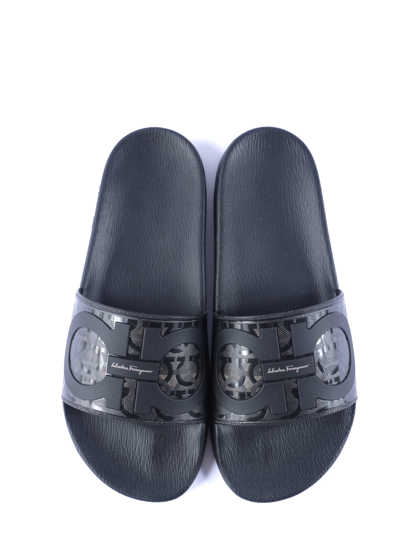 Шлепанцы Z-07507193E черные с монограммным логотипом на союзке — купить в интернет-магазине Verdistore