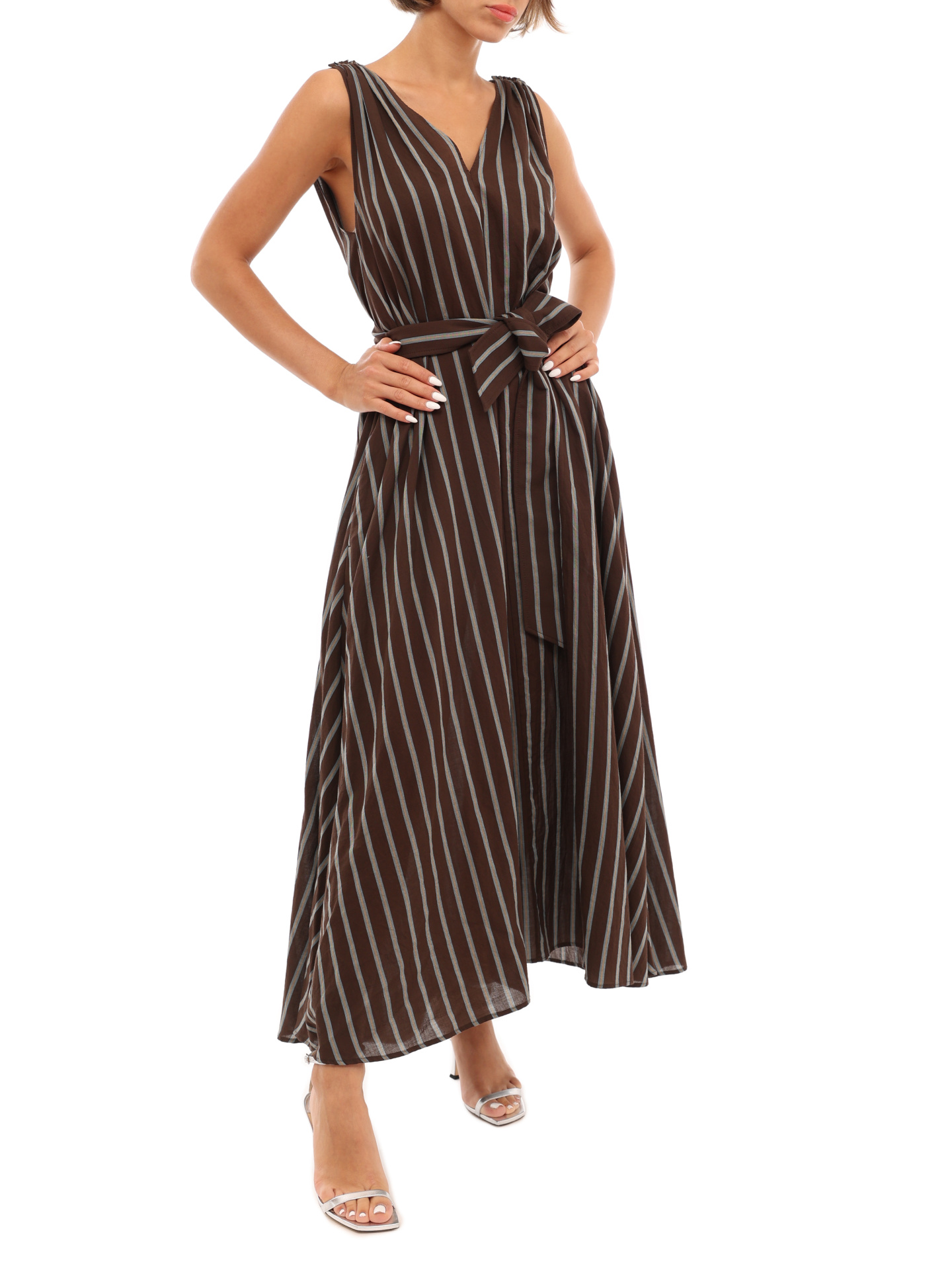 Платье Brunello Cucinelli MH146A4539 C001 полосатое женское — купить в интернет-магазине Verdistore