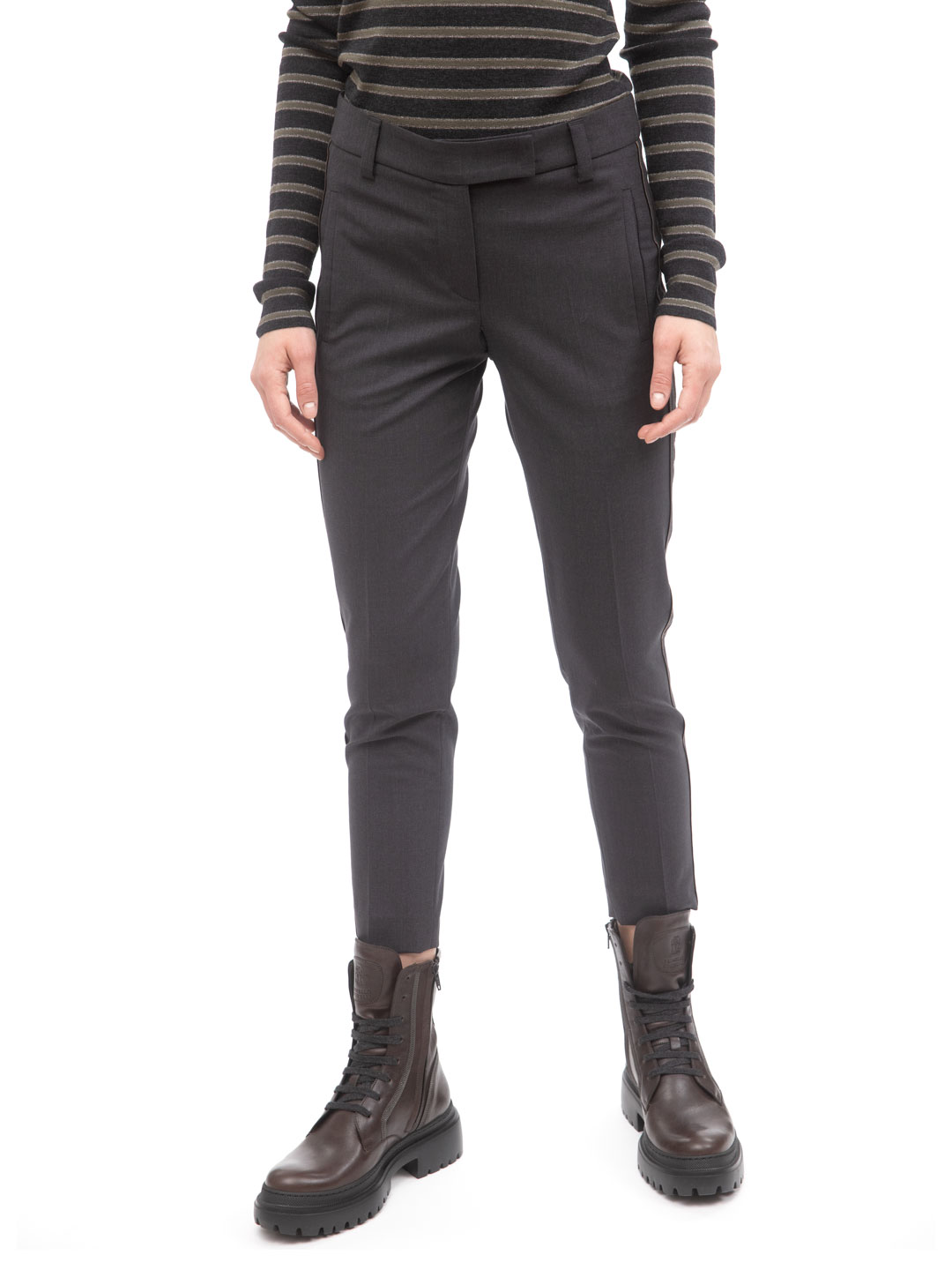 Брюки Brunello Cucinelli M0W07P1645 темно-серые женские — купить в интернет-магазине Verdistore