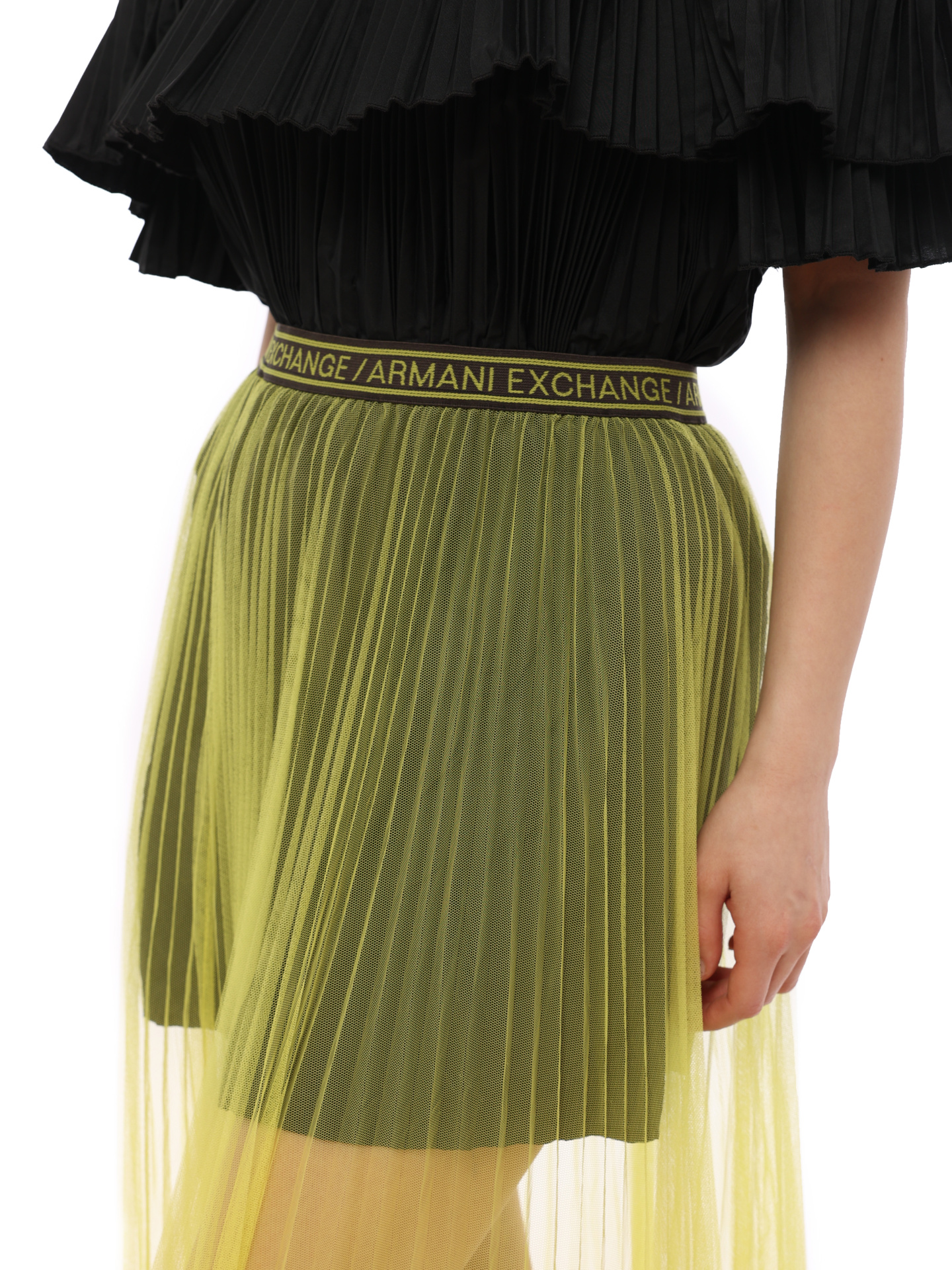 Юбка Armani Exchange 3GYN09 0628 желтая женская с кружевной отделкой — купить в интернет-магазине Verdistore