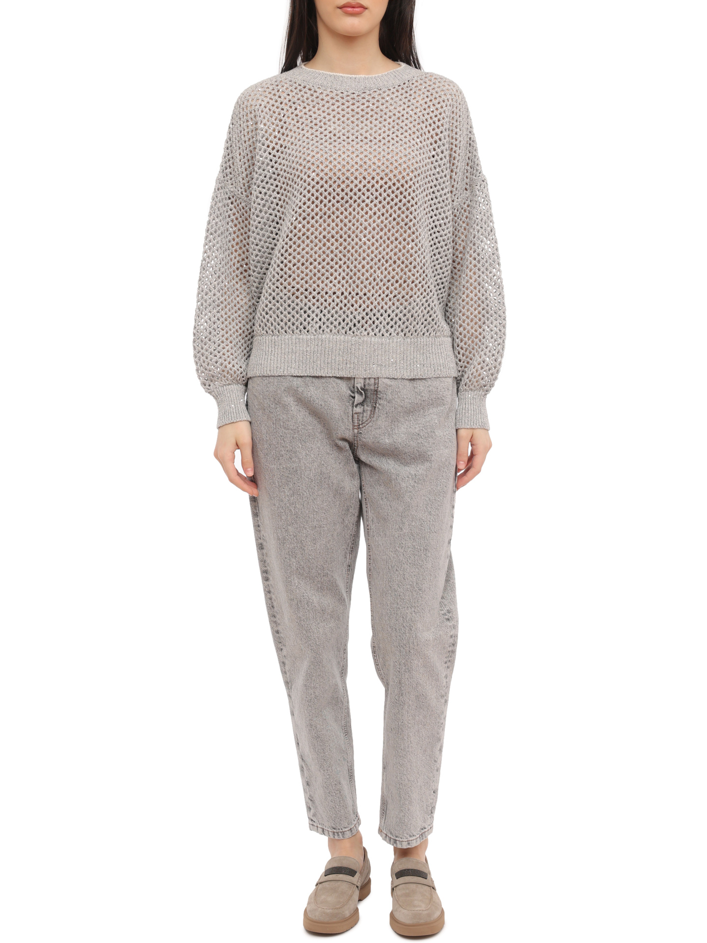 Джемпер Brunello Cucinelli MAJ585210 C1316 сетчатый женский — купить в интернет-магазине Verdistore