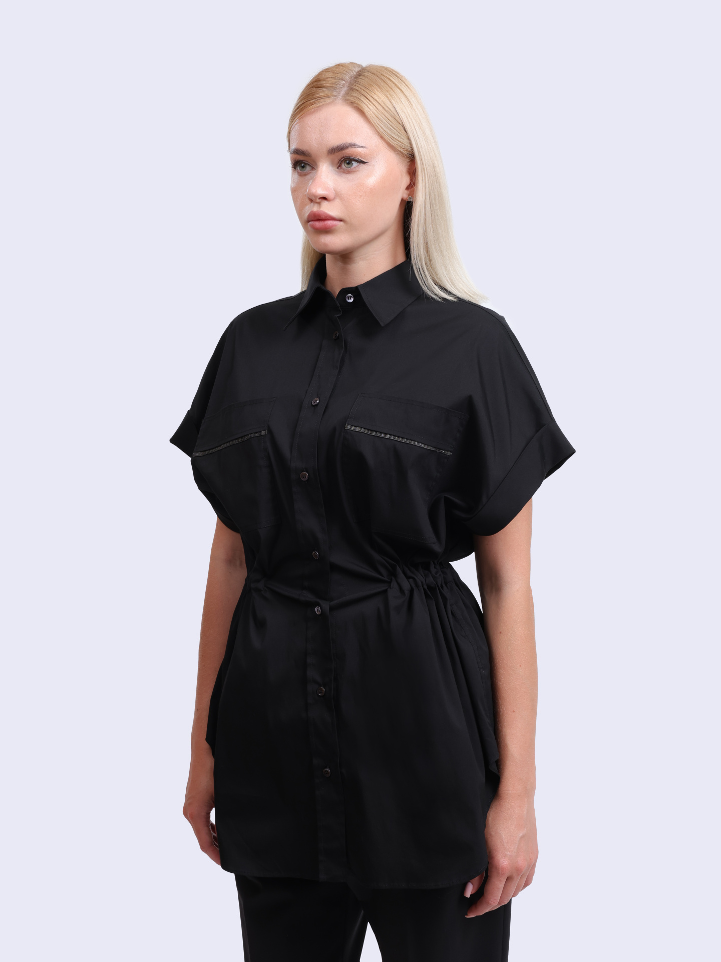 Рубашка Brunello Cucinelli M0091RA546 черная женская на кулиске — купить в интернет-магазине Verdistore