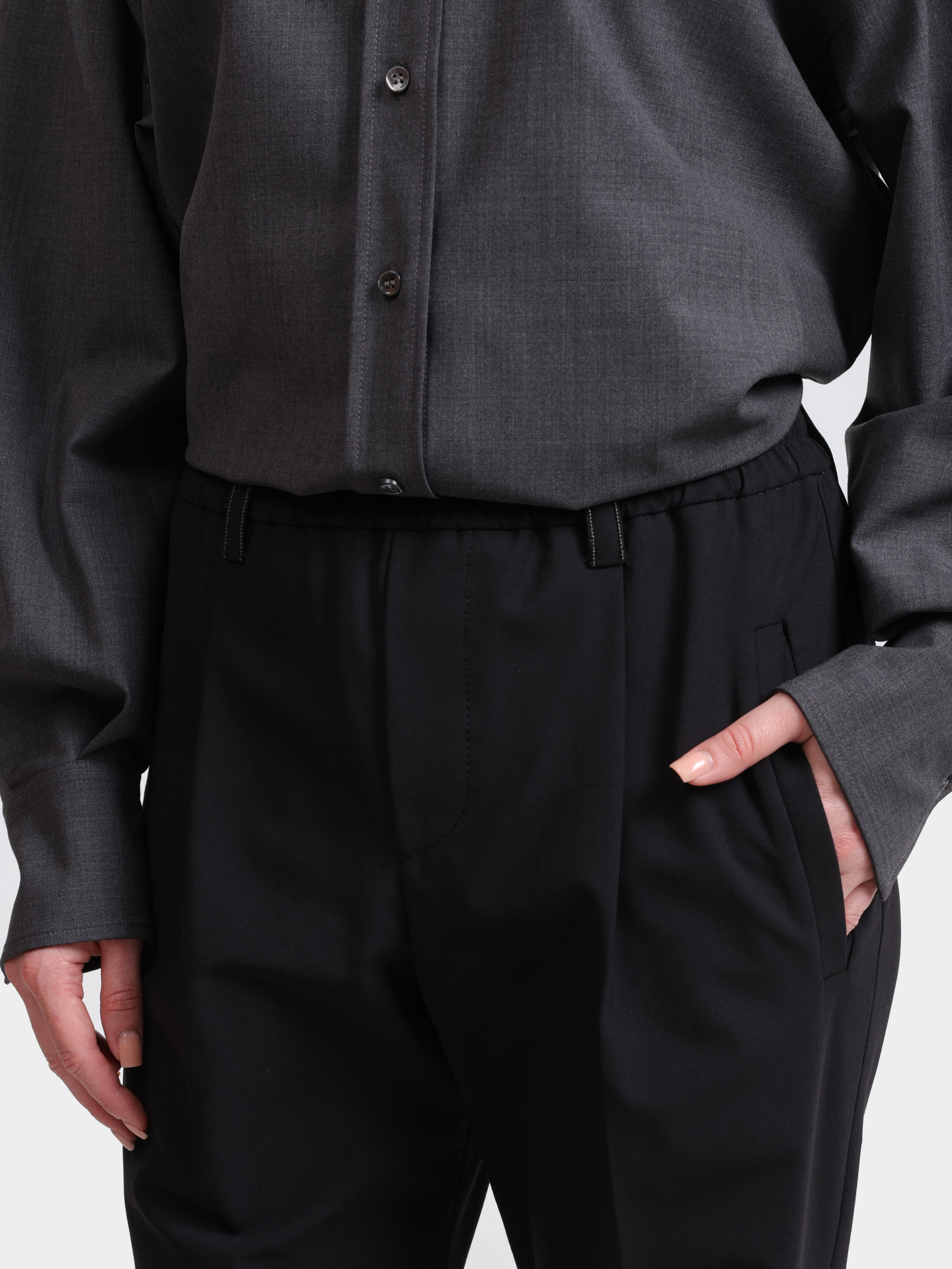 Брюки Brunello Cucinelli M0W07B1031 С101 черные женские из шерсти — купить в интернет-магазине Verdistore