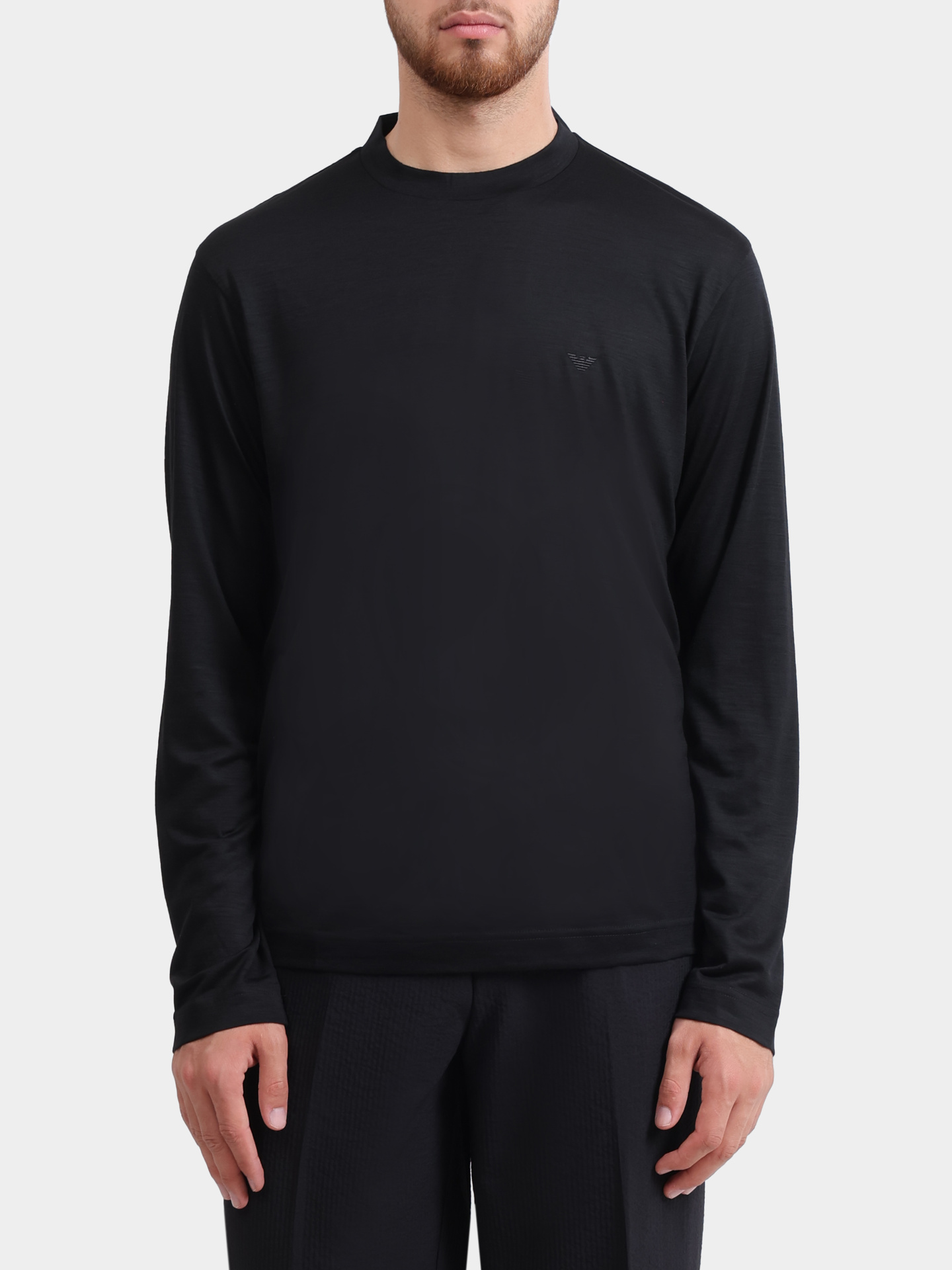 Лонгслив Emporio Armani EM004516 AF22405 UC001 черный мужской из шерсти — купить в интернет-магазине Verdistore