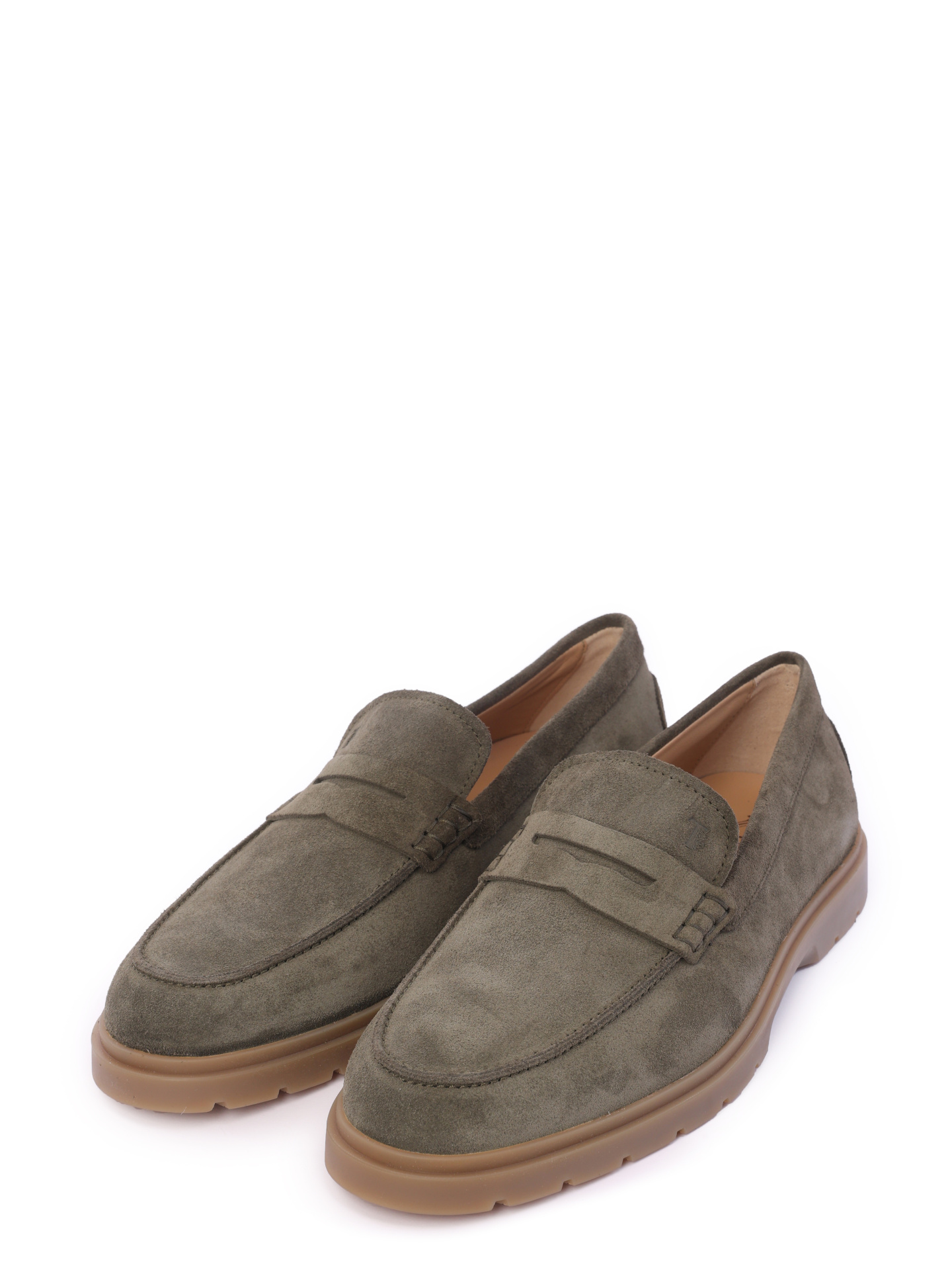 Лоферы хаки замшевые на резиновой подошве — купить в интернет-магазине Verdistore