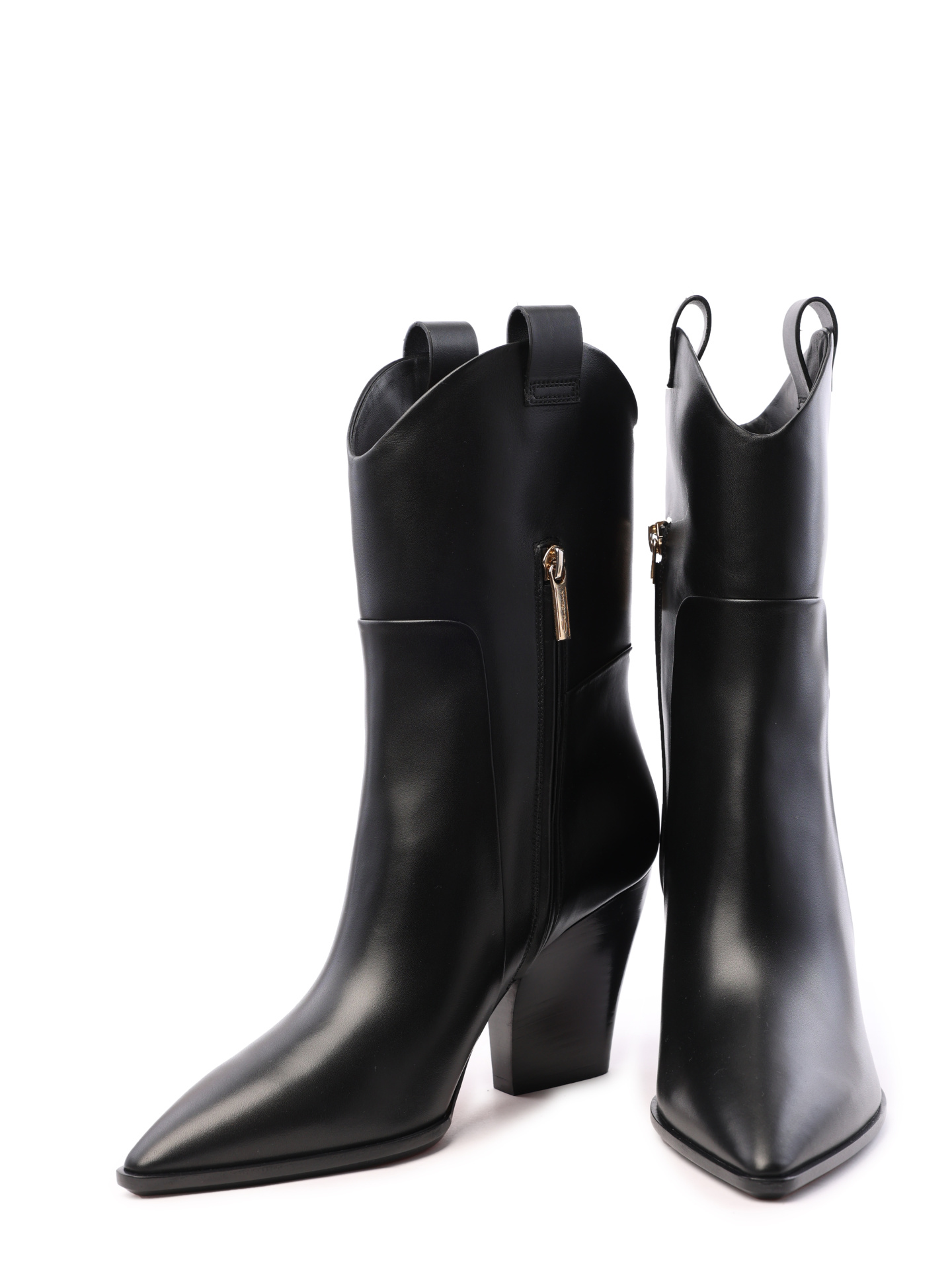 Казаки Santoni WTOP59604HI3BLGAN01 черыные женские из натуральной кожи — купить в интернет-магазине Verdistore