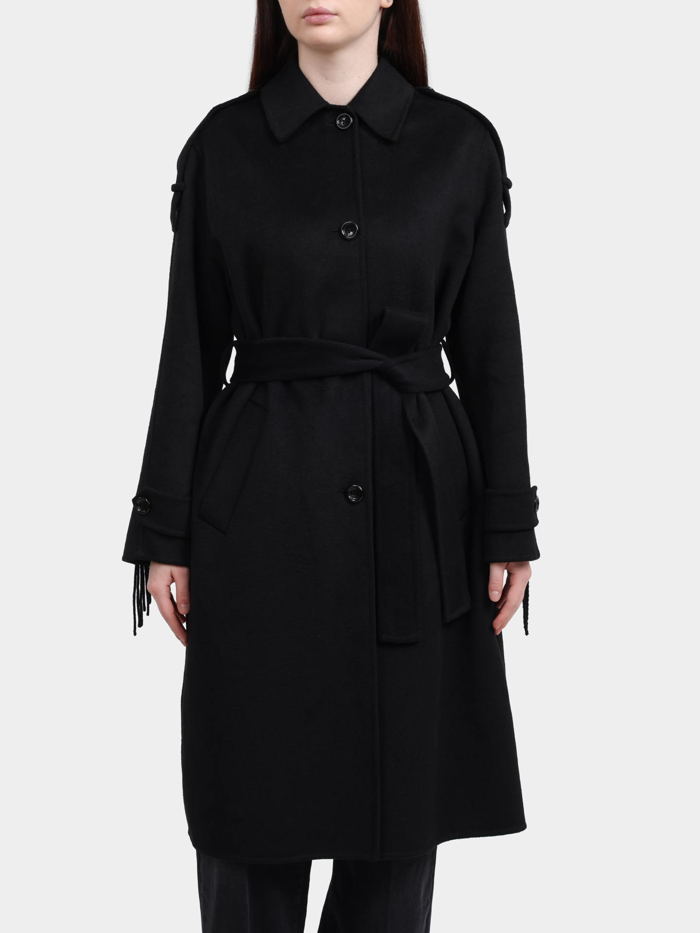 Пальто Liu-Jo CF5058 T4627 22222 черное женское с бахромой — купить в интернет-магазине Verdistore