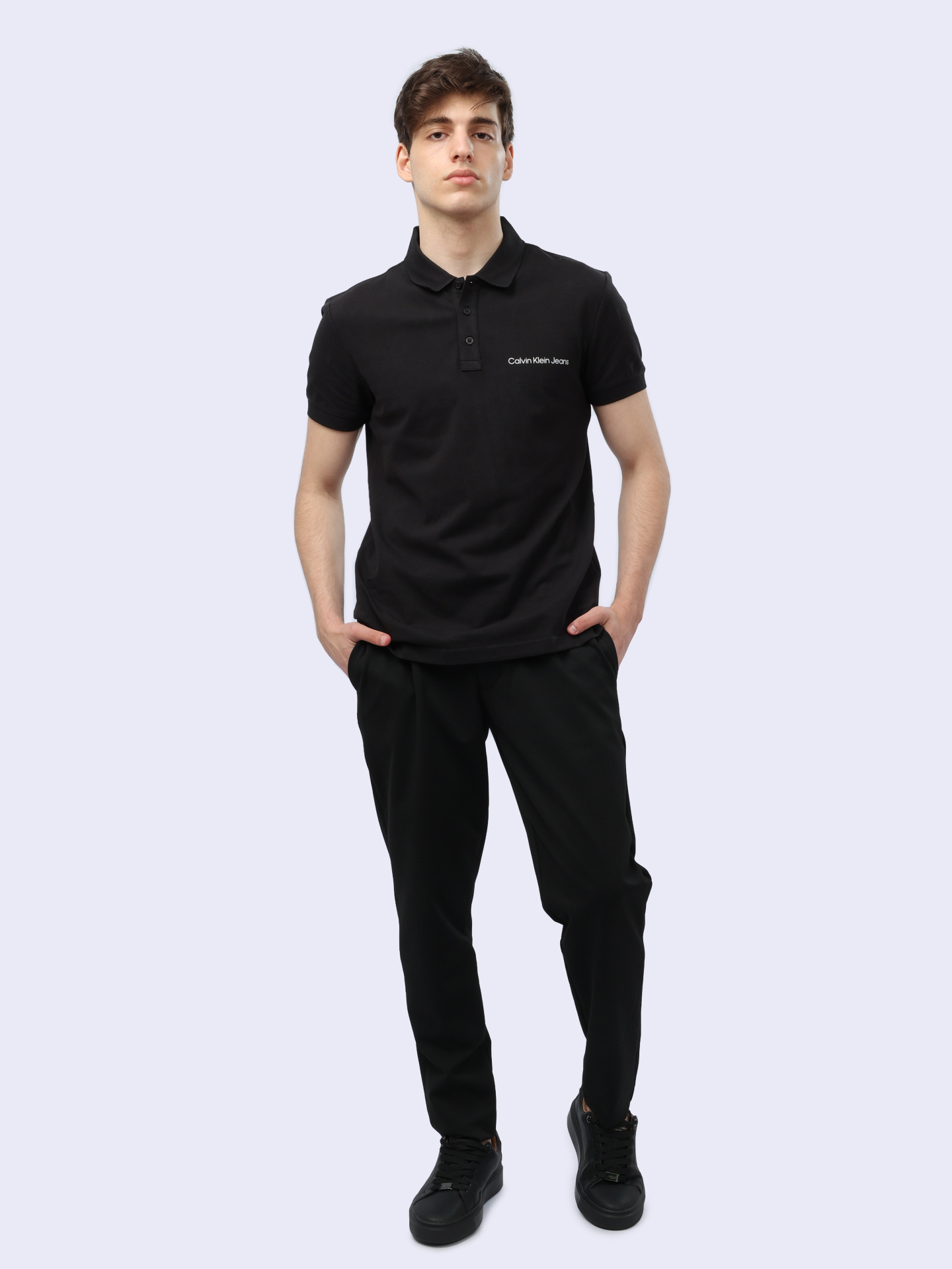 Поло Calvin Klein Jeans J30J325495 черное мужское из хлопка — купить в интернет-магазине Verdistore