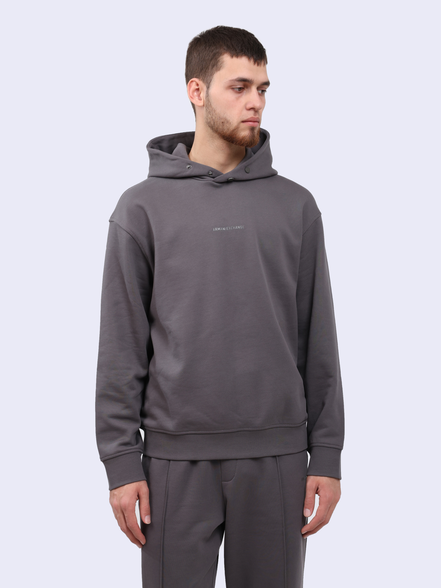 Худи Armani Exchange 6DZMLJ ZJ4XZ 19AA серое мужское из хлопка — купить в интернет-магазине Verdistore