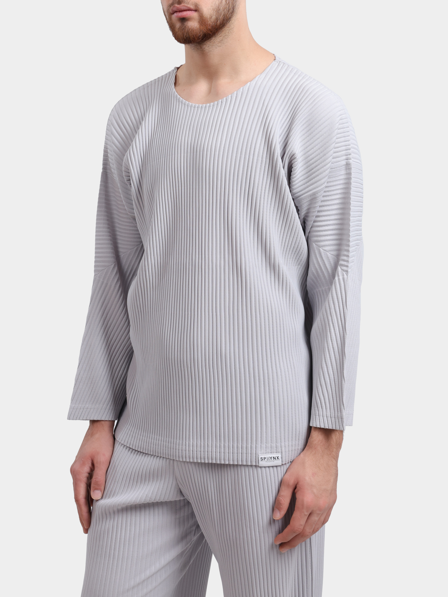 Лонгслив Sphynx pleats 7642-2 серый мужской плиссированный — купить в интернет-магазине Verdistore