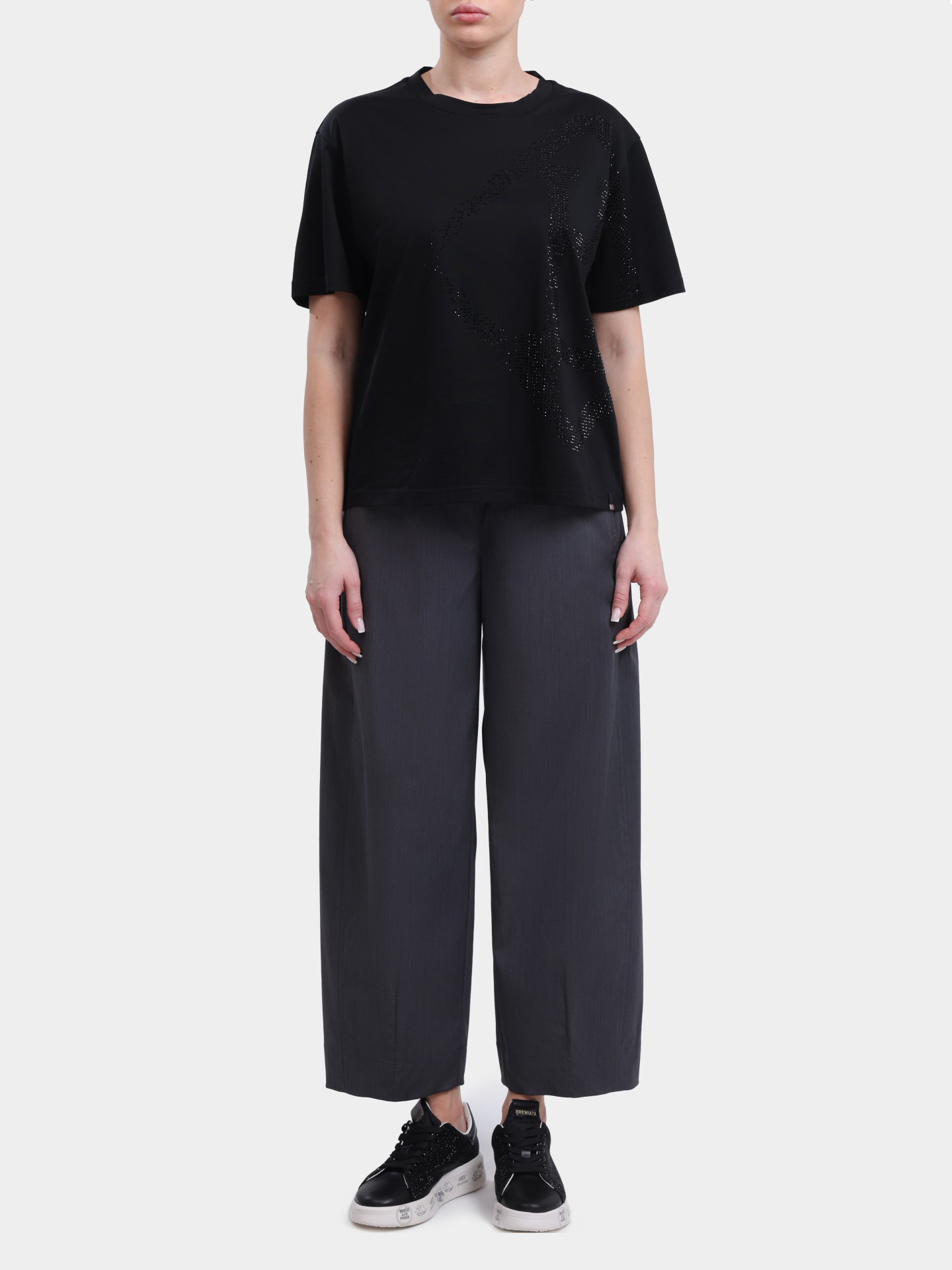 Брюки Herno PT000226D 33484 9487 серые женские прямого кроя укороченные  — купить в интернет-магазине Verdistore