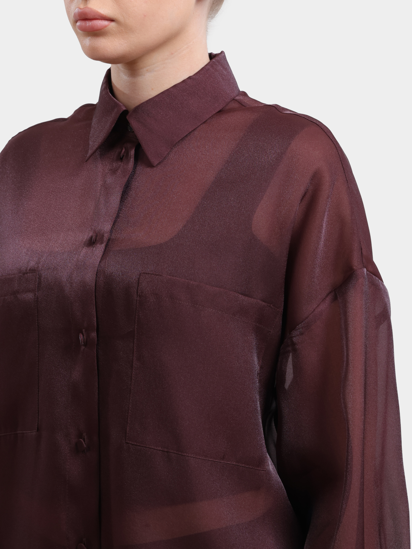 Блузка Liu-Jo BLACK LABEL CA6343 T6870 P9646 бордовая полупрозрачная прямого кроя — купить в интернет-магазине Verdistore