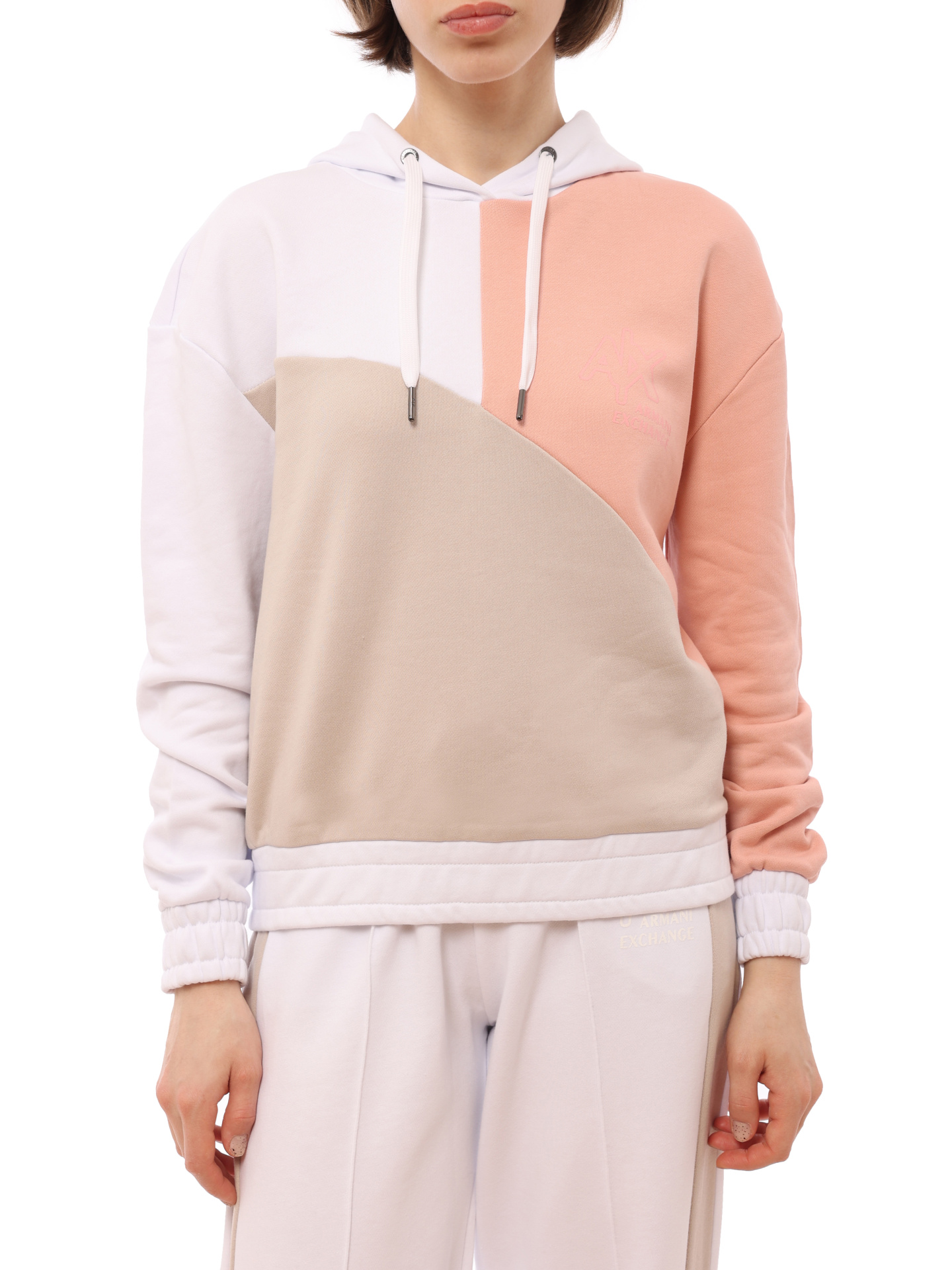 Худи Armani Exchange 3RYM79 YJDHZ 41BB комбинированное женское из хлопка — купить в интернет-магазине Verdistore