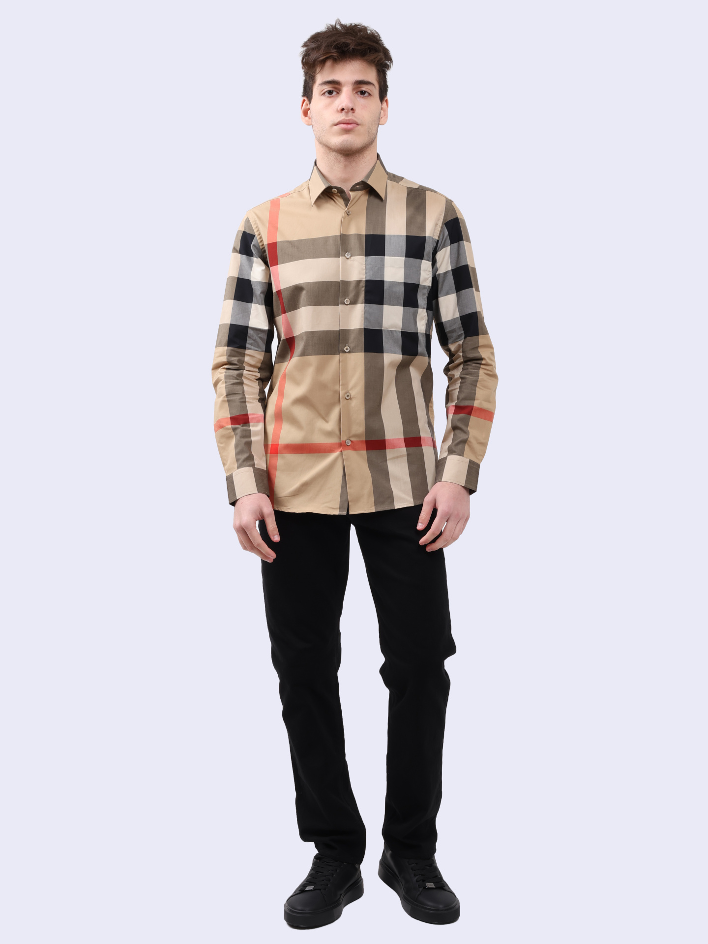 Рубашка Burberry 8071445 A7028 хлопковая мужская в клетку — купить в интернет-магазине Verdistore