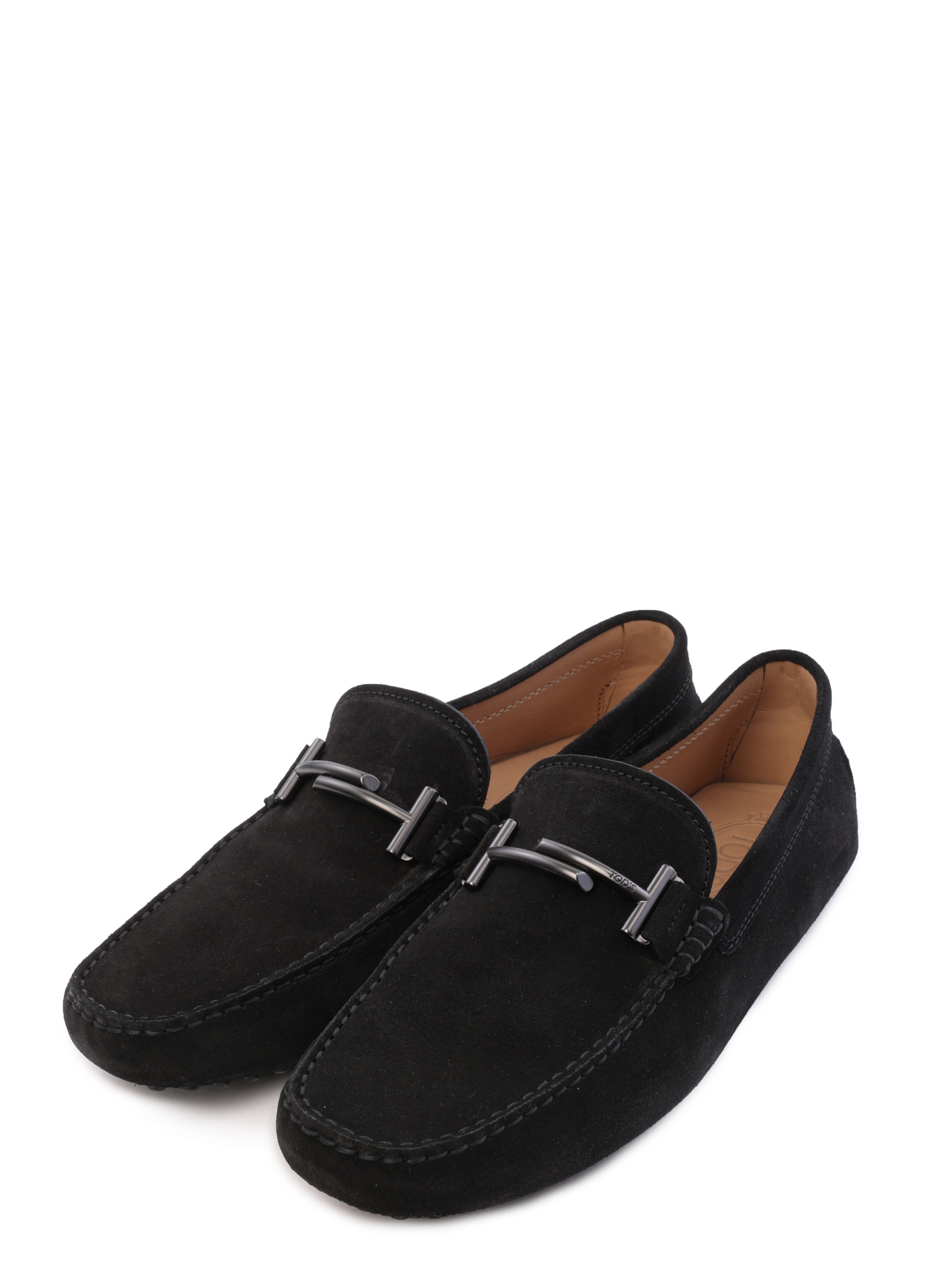Мокасины черные замшевые с металлическим логотипом на пряжке — купить в интернет-магазине Verdistore