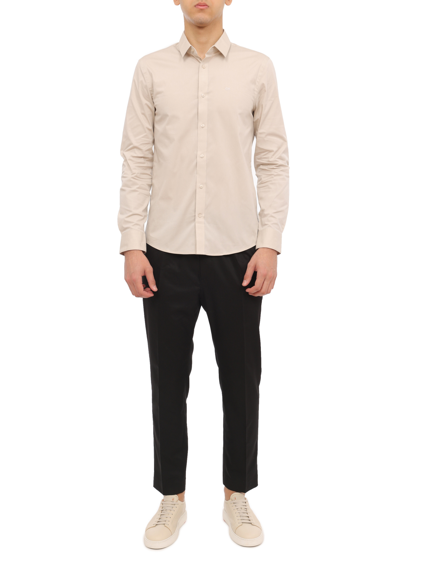 Рубашка Calvin Klein K10K110856 молочная мужская из хлопка — купить в интернет-магазине Verdistore