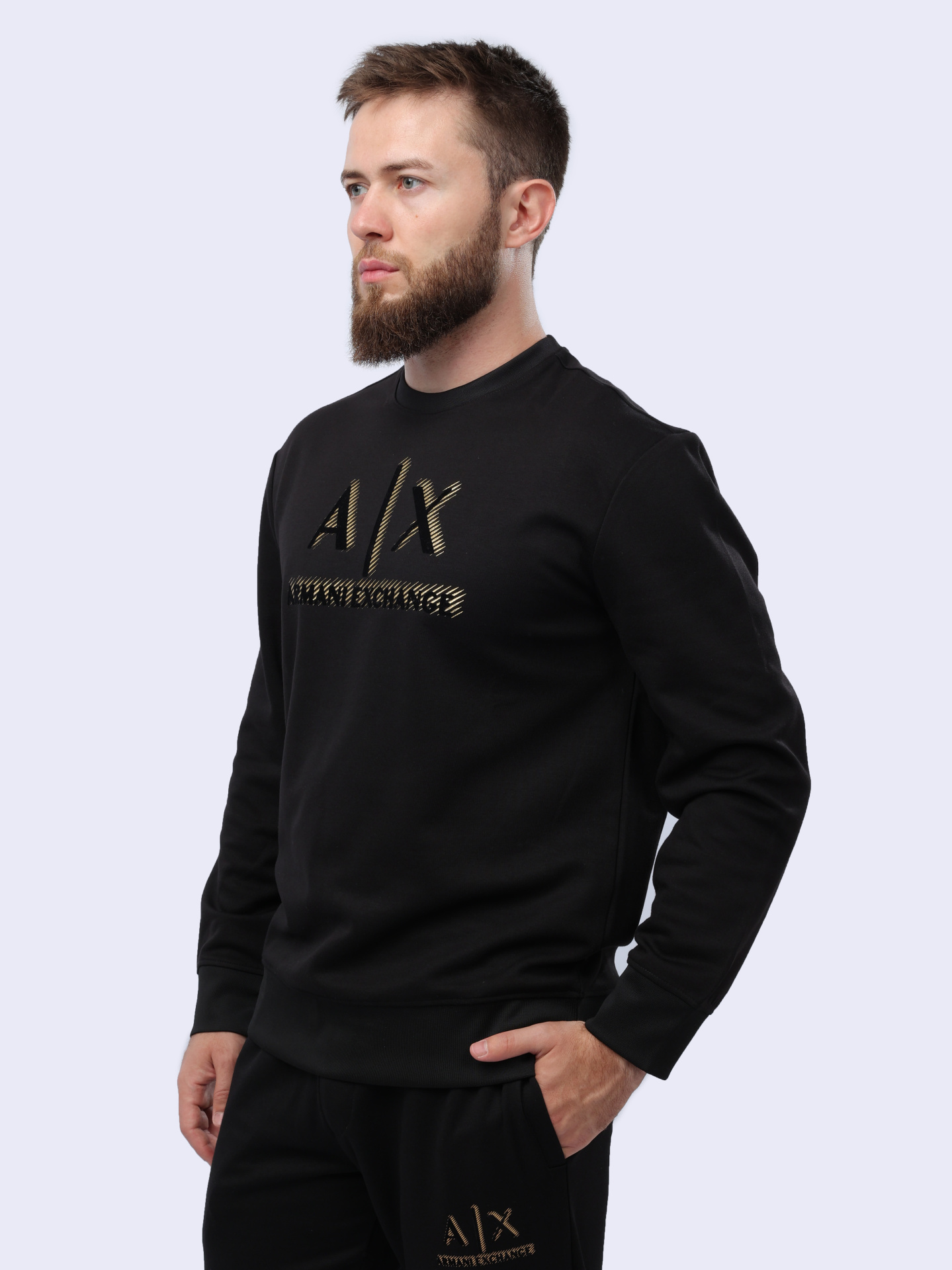 Свитшот Armani Exchange 8NZMSA Z9N1Z 1200 черный мужской с логотипом — купить в интернет-магазине Verdistore