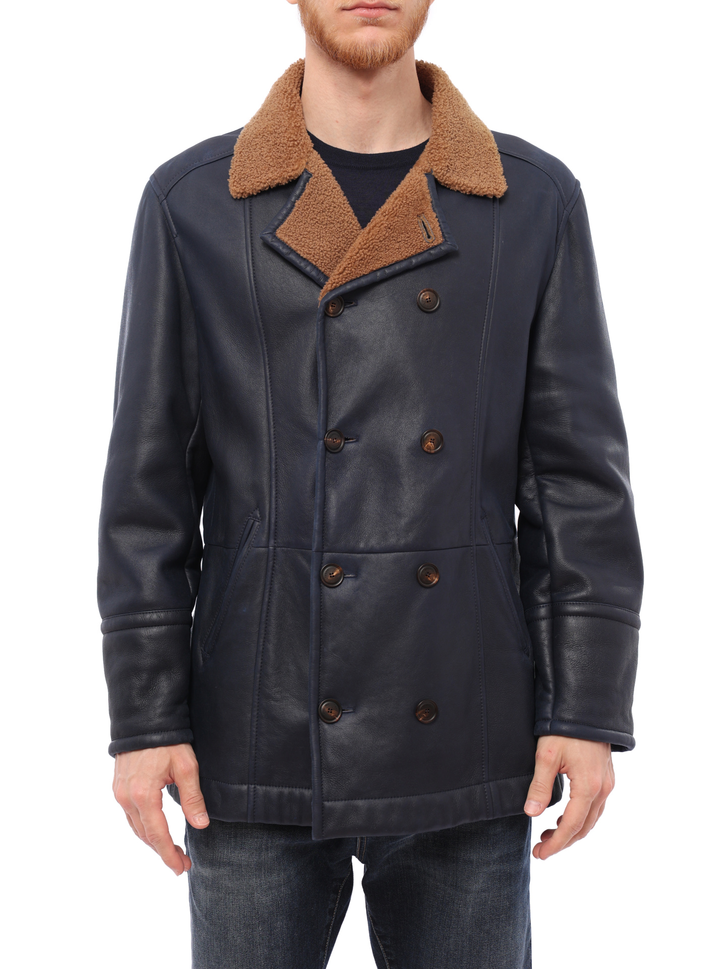 Дубленка Brunello Cucinelli MPMRN1651 C8007 темно-синяя мужская из кожи — купить в интернет-магазине Verdistore