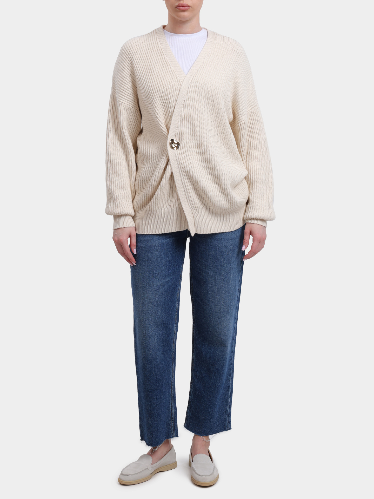 Кардиган Liu-Jo BLACK LABEL CA6194 MS042 P9572 бежевый женский с застёжкой на крупную пуговицу — купить в интернет-магазине Verdistore