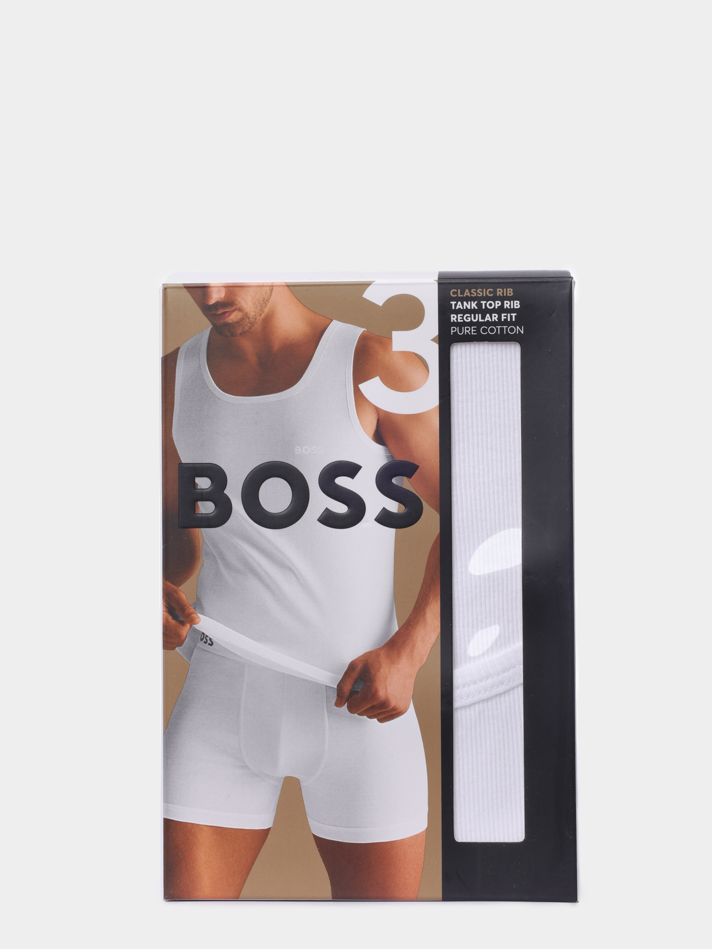 Майка комплект 3 пары BOSS BLACK 10271762 01 50542132 100 белая мужская — купить в интернет-магазине Verdistore