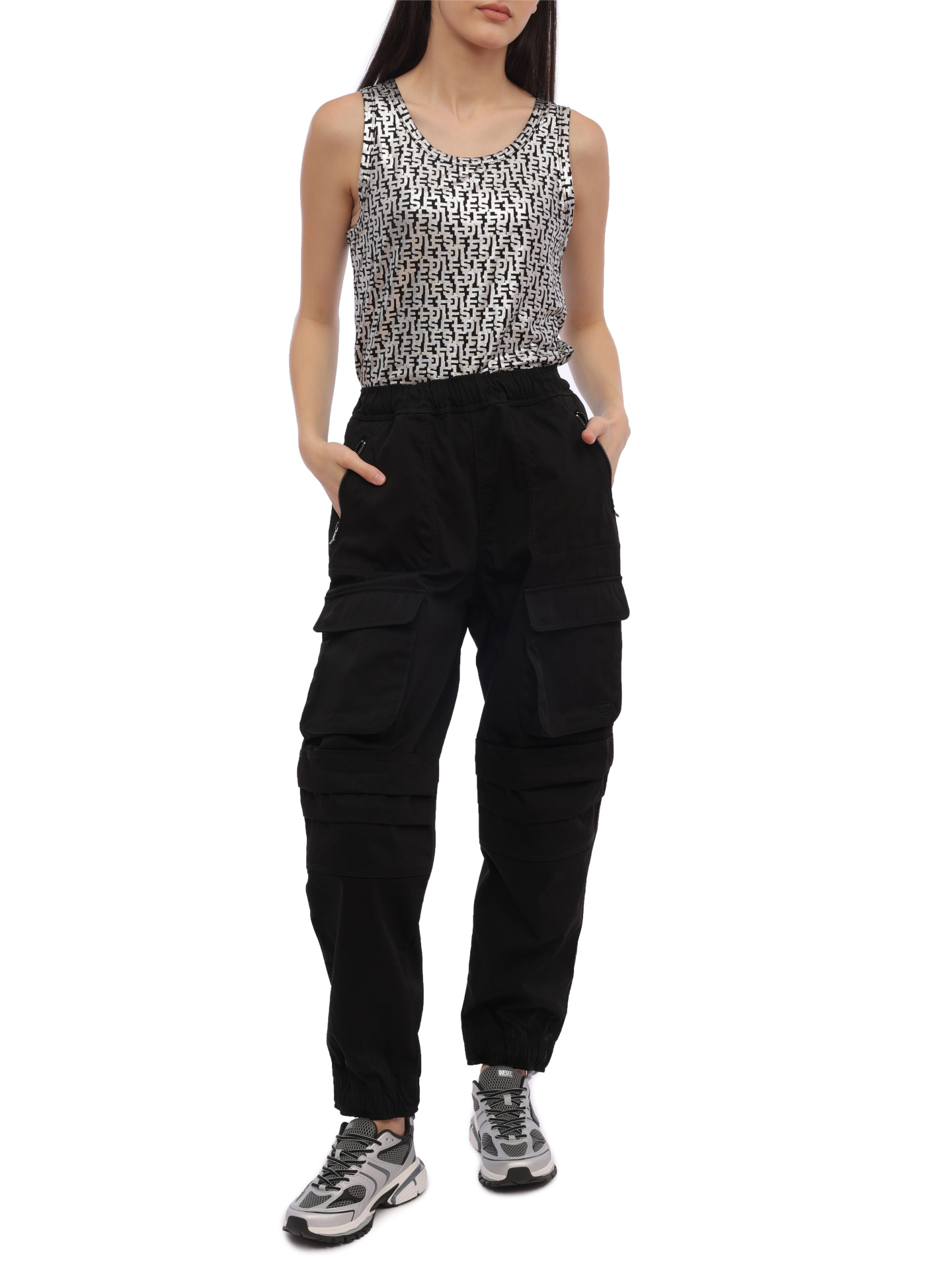 Топ Diesel A112760NFAP9BX серый женский с принтом — купить в интернет-магазине Verdistore