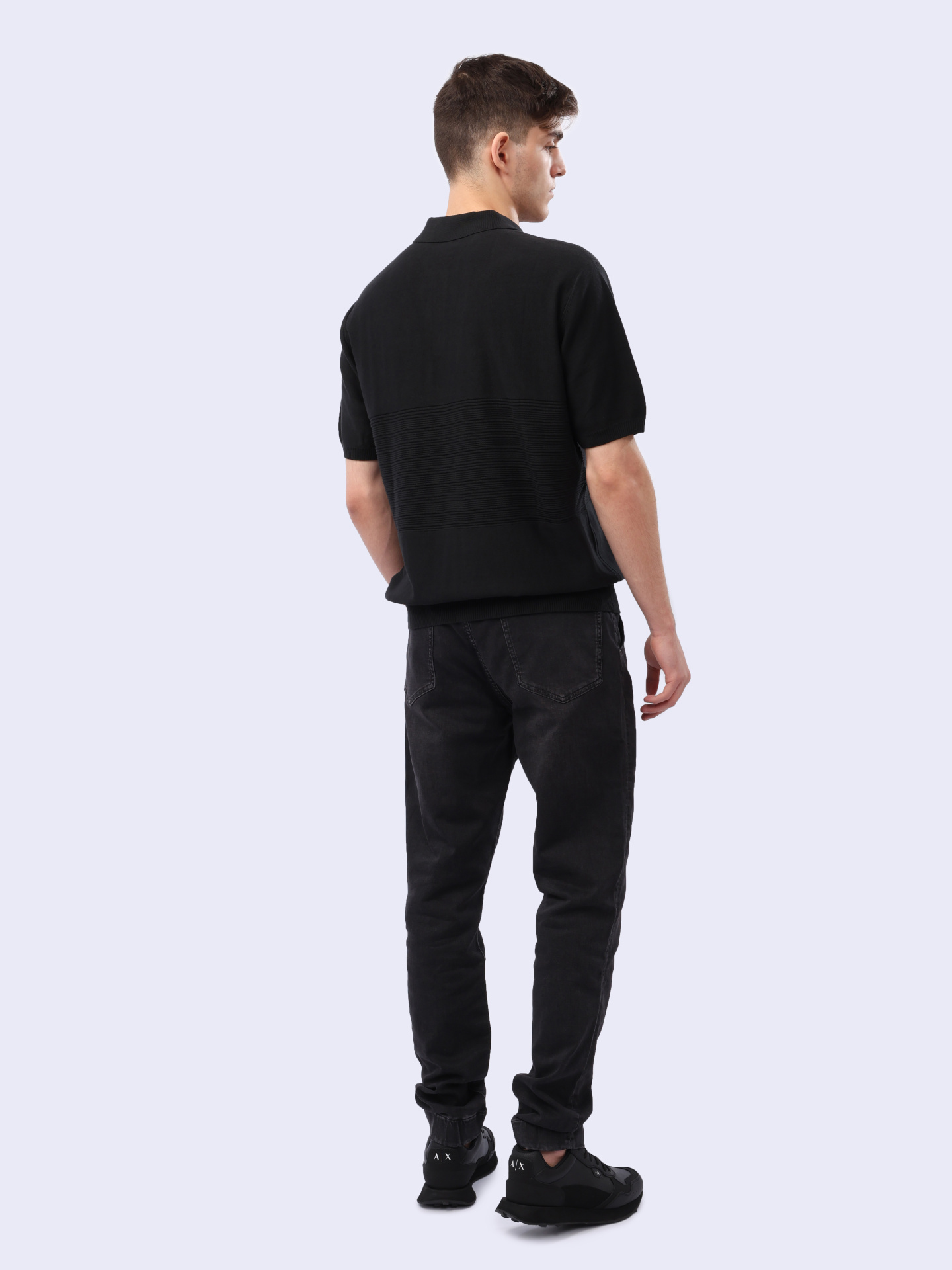 Поло Armani Exchange 6DZF6A ZMQ7Z 1200 черное мужское из хлопка — купить в интернет-магазине Verdistore