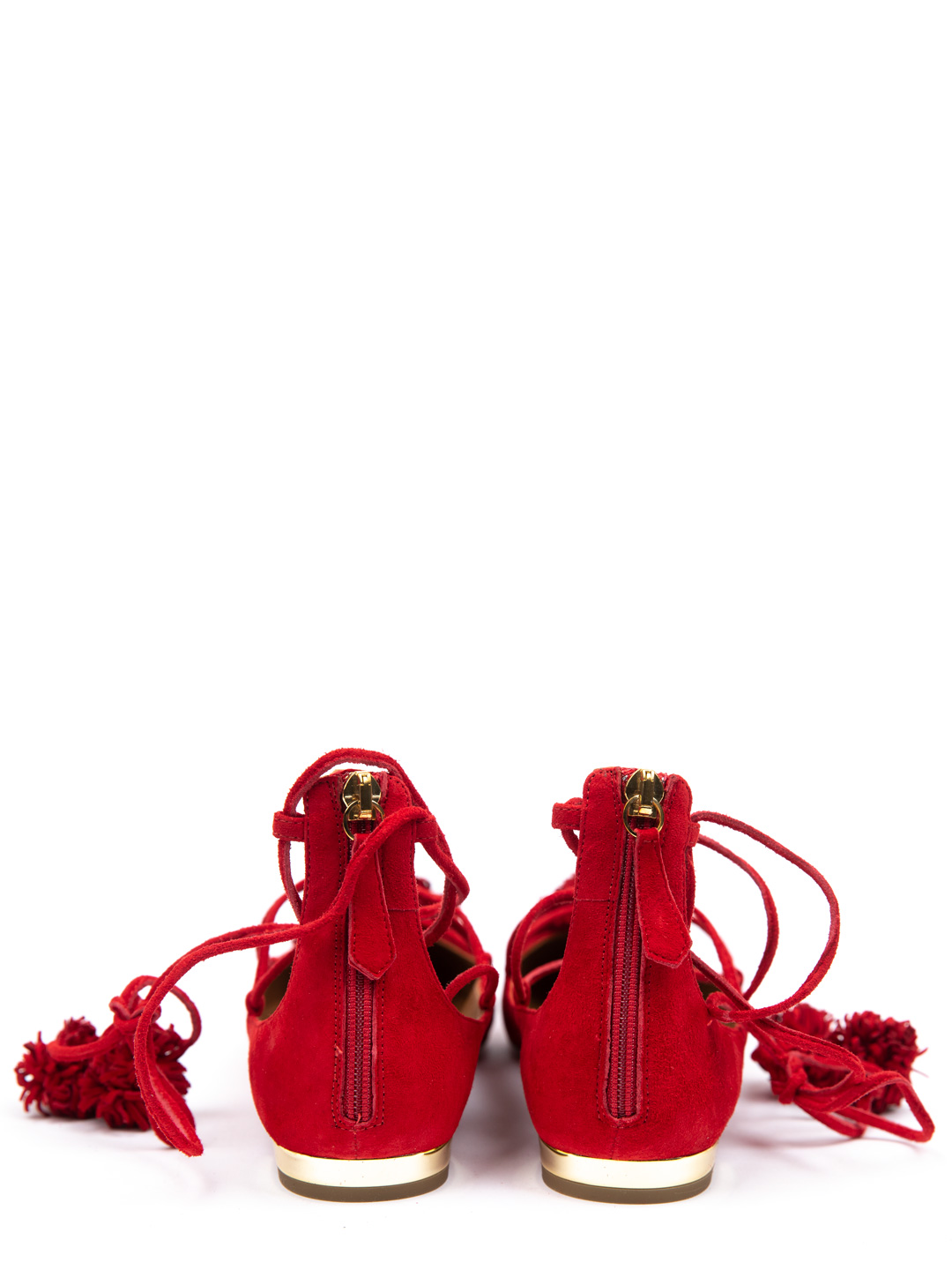 Балетки Aquazzura Sunshine Flat F00 красные женские замшевые — купить в интернет-магазине Verdistore