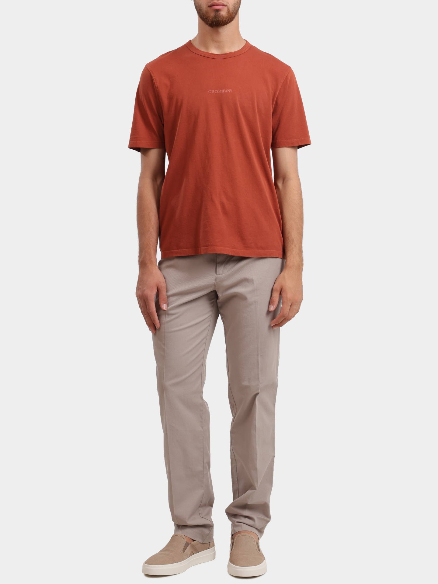 Брюки Emporio Armani EM001505 AF13784 U6167 бежевые мужские из хлопка — купить в интернет-магазине Verdistore
