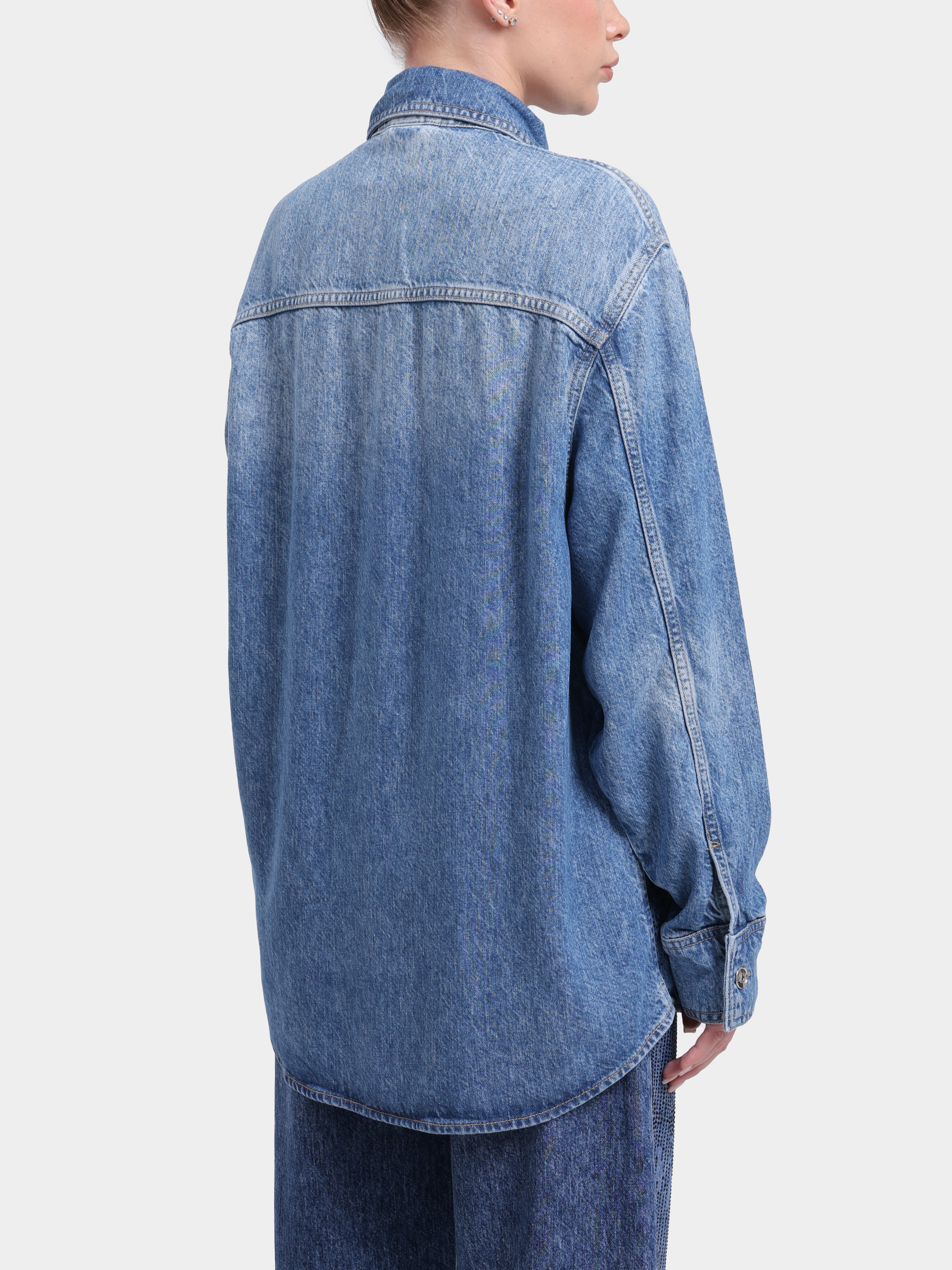 Куртка-рубашка Liu-Jo BLUE DENIM UF6197 D0373 79112 синяя женская с принтом из страз — купить в интернет-магазине Verdistore