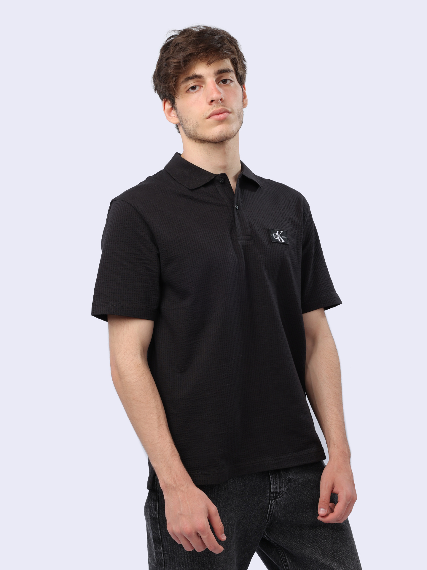 Поло Calvin Klein Jeans J30J325433 черное мужское из хлопка — купить в интернет-магазине Verdistore
