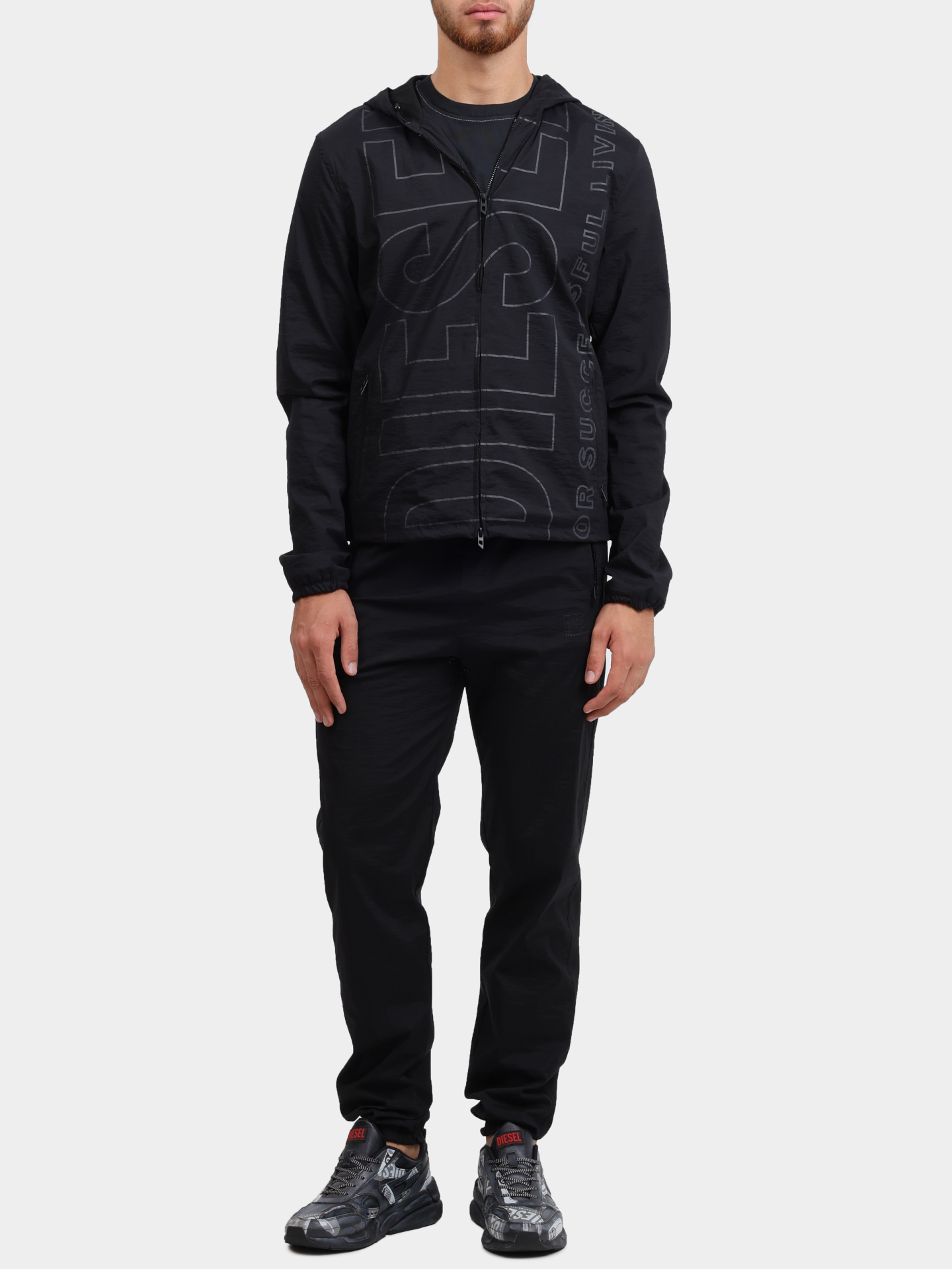 Мастерка Diesel A186410EPBP9XXA черная мужская с логотипом — купить в интернет-магазине Verdistore