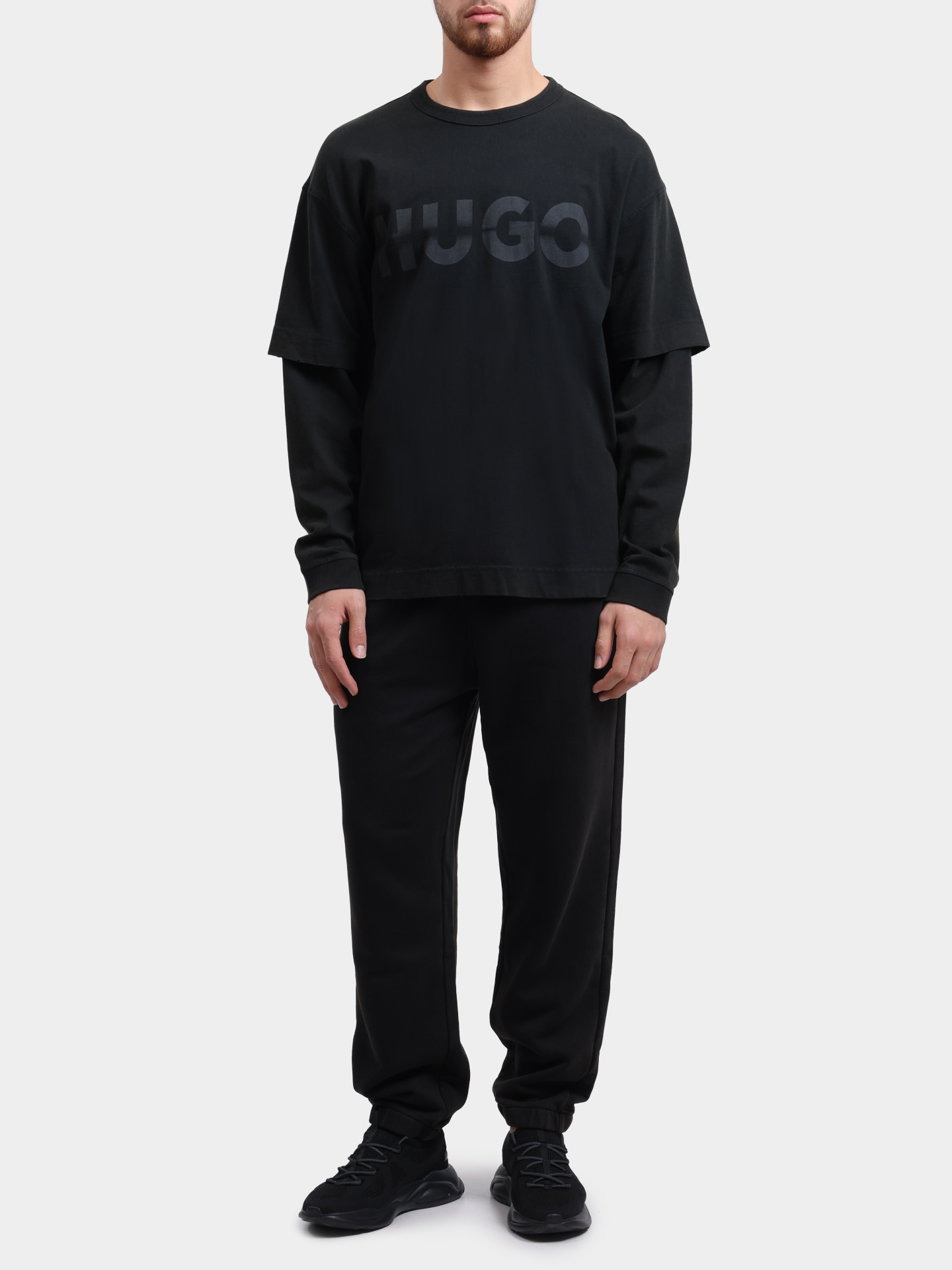 Лонгслив Hugo 50546541 036 темно-серый мужской — купить в интернет-магазине Verdistore