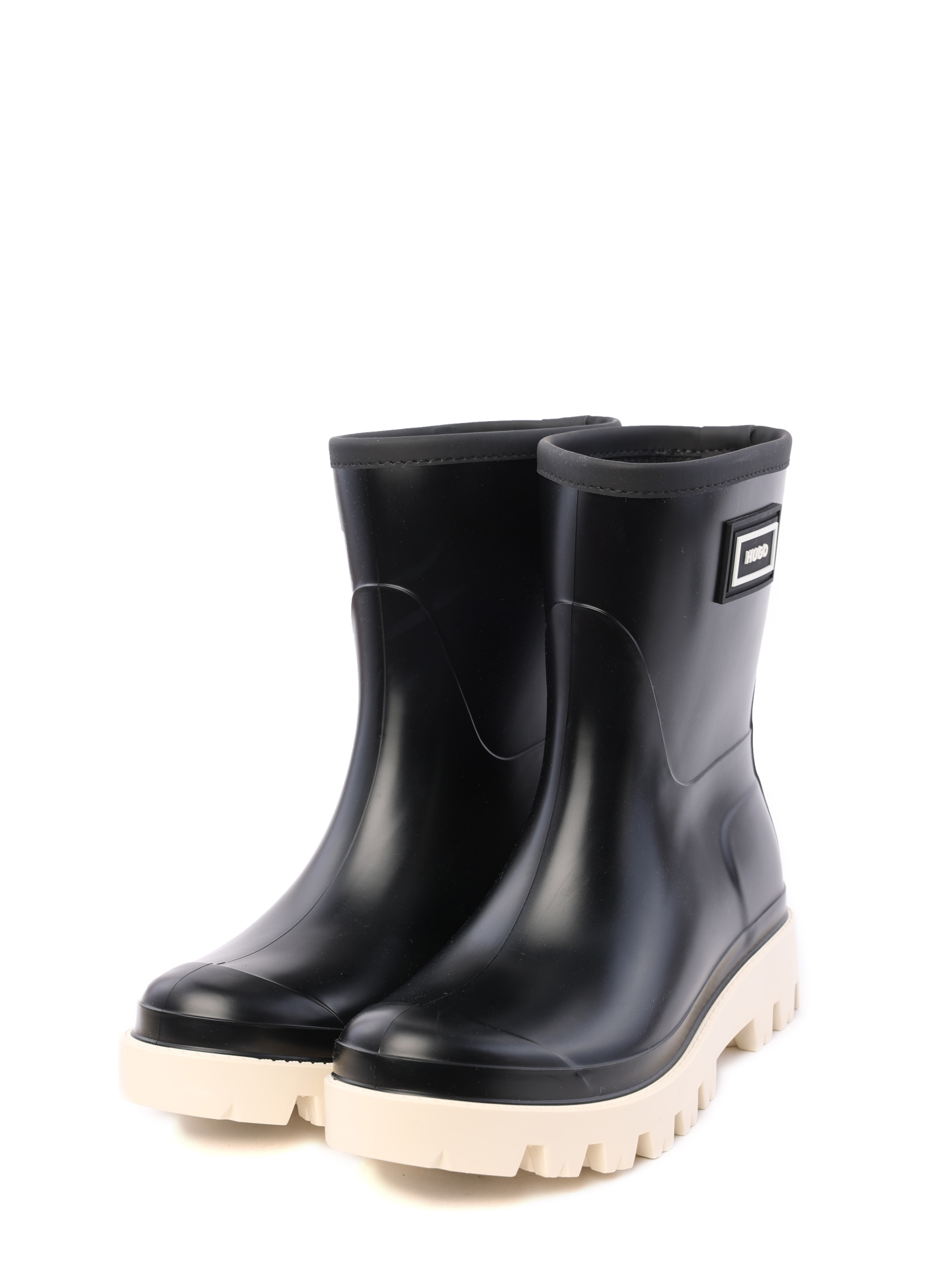 Резиновые полусапоги Hugo 50475454 003 черные на ребристой белой подошве — купить в интернет-магазине Verdistore