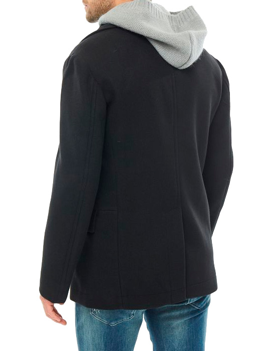 Пальто Armani Exchange 6GZK39 черное мужское с добавлением шерсти — купить в интернет-магазине Verdistore