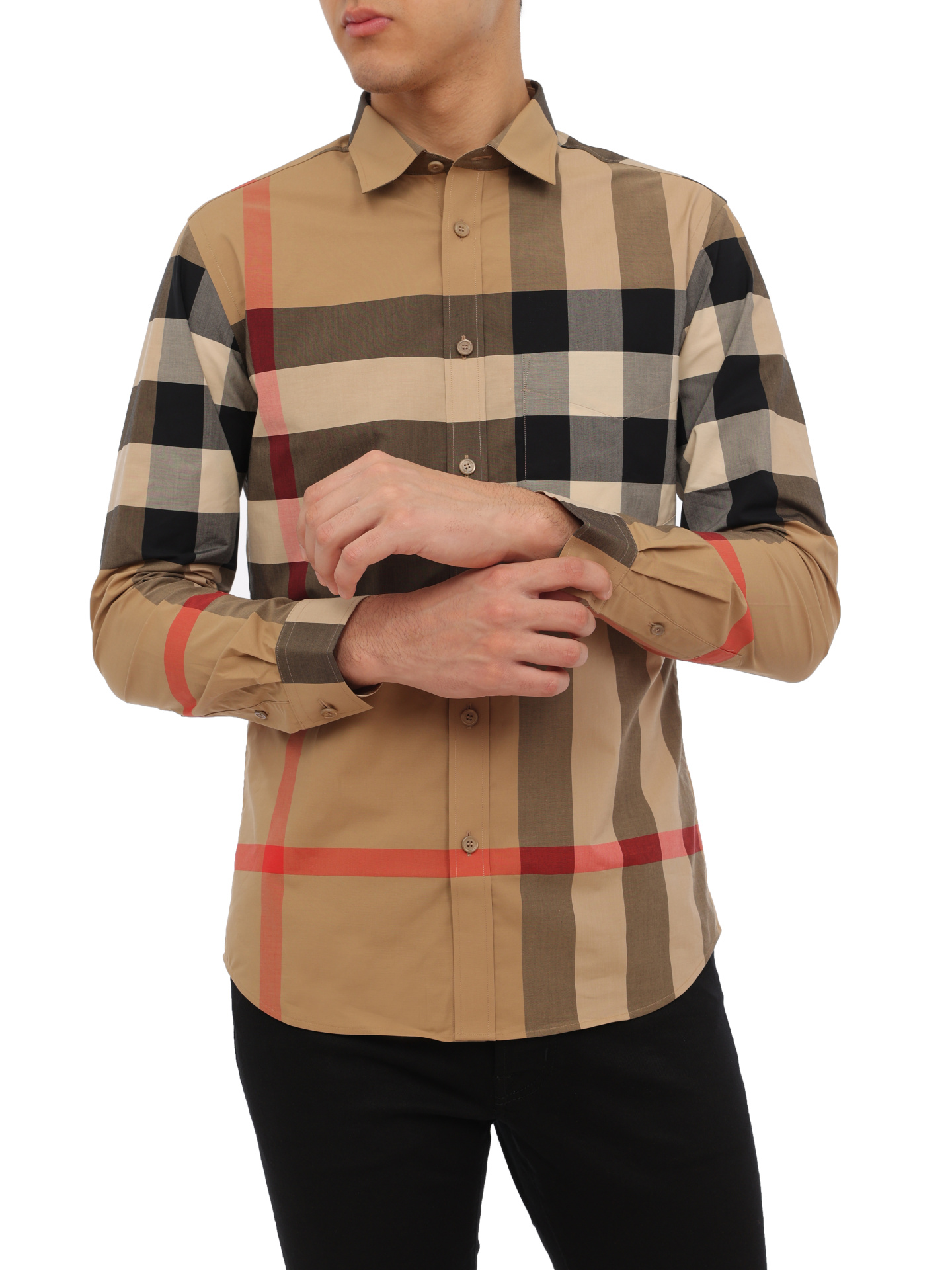 Рубашка Burberry 8010213 A7028 хлопковая мужская в клетку — купить в интернет-магазине Verdistore