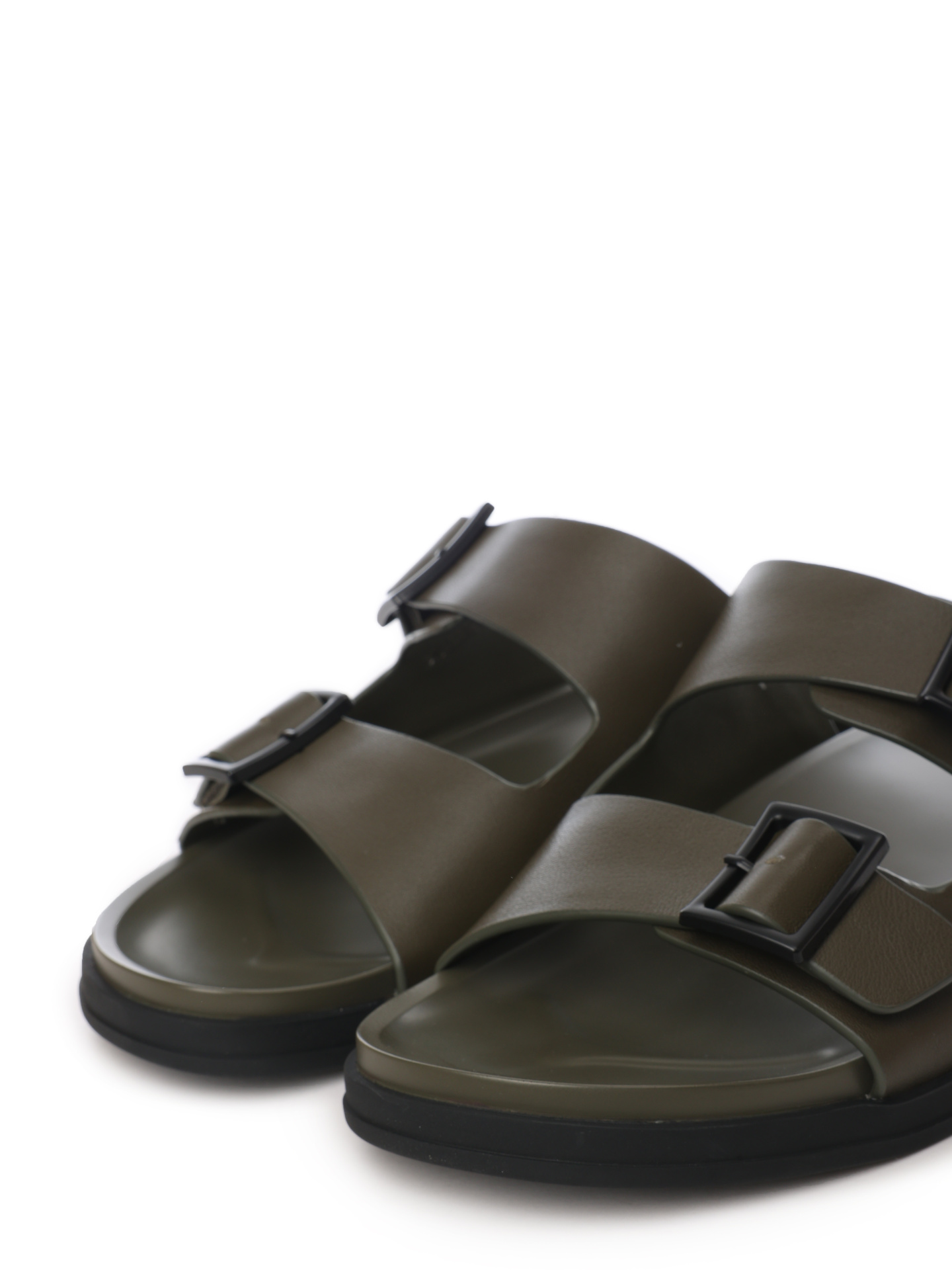 Тапочки хаки кожаные с ремнями для регулировки  — купить в интернет-магазине Verdistore