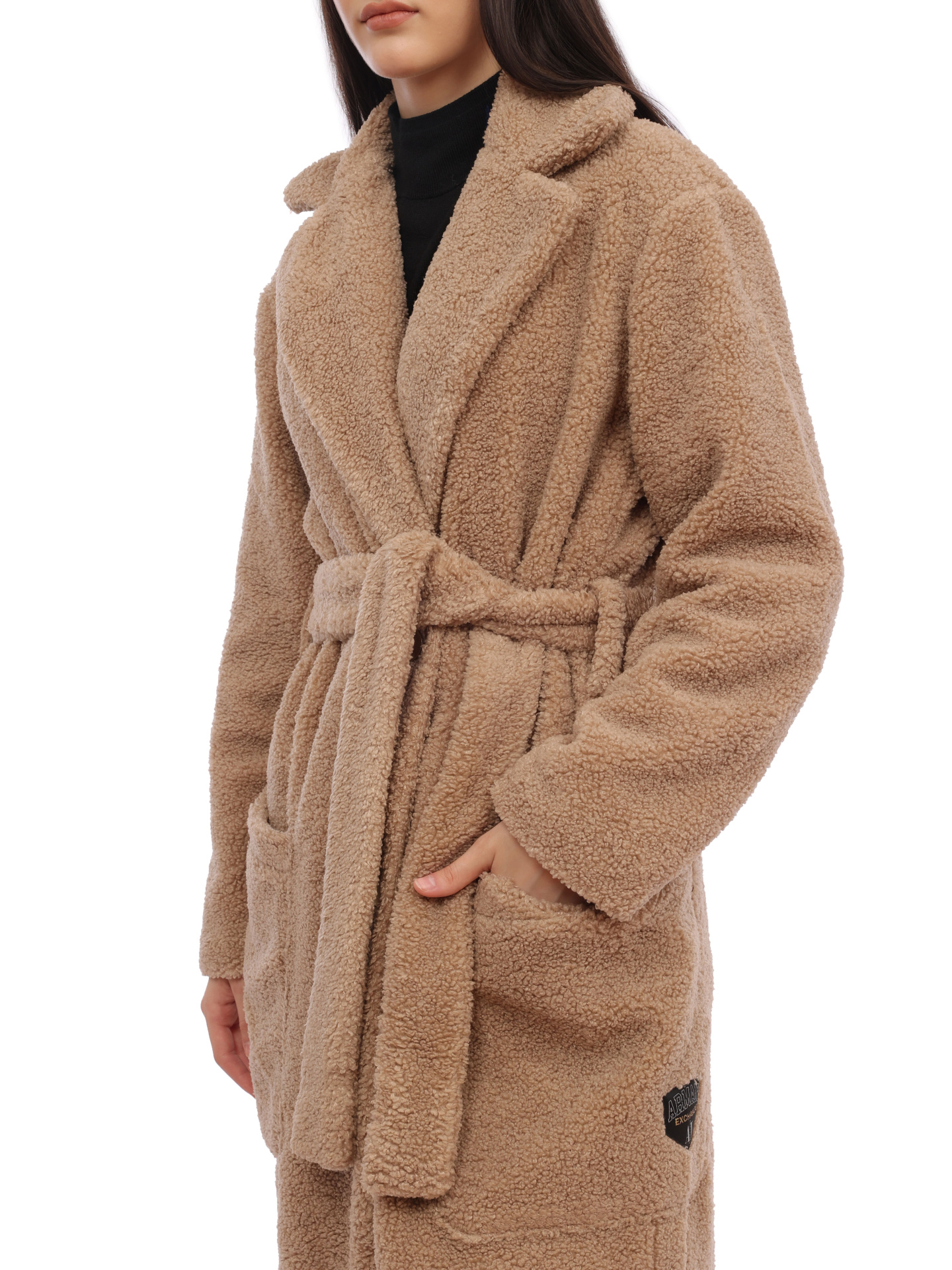 Пальто Armani Exchange 6RYL04 YJFAZ 0748 бежевое женское из экомеха — купить в интернет-магазине Verdistore
