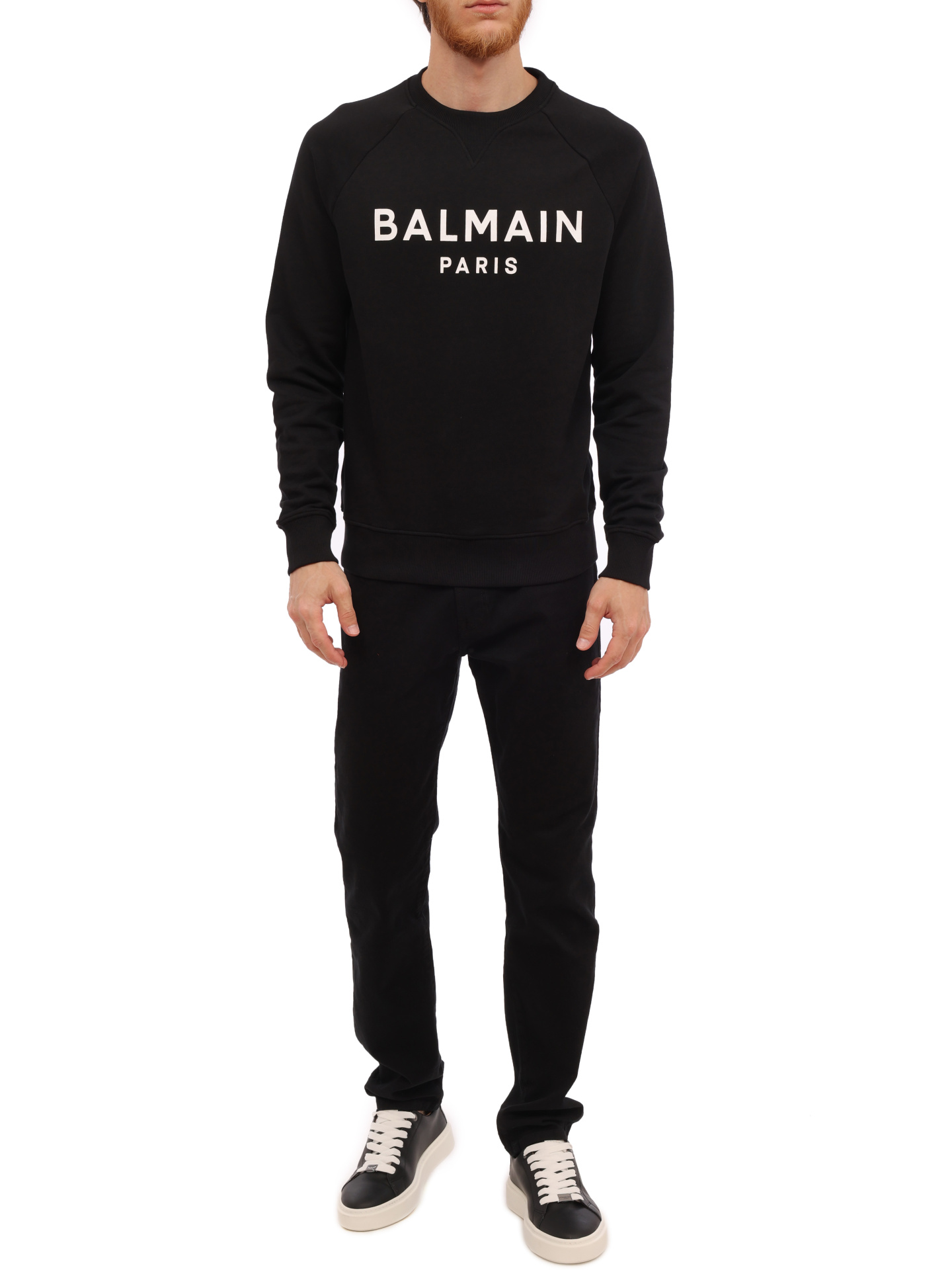 Свитшот Balmain BH1JQ005BB65 EAВ черный мужской с логотипом — купить в интернет-магазине Verdistore