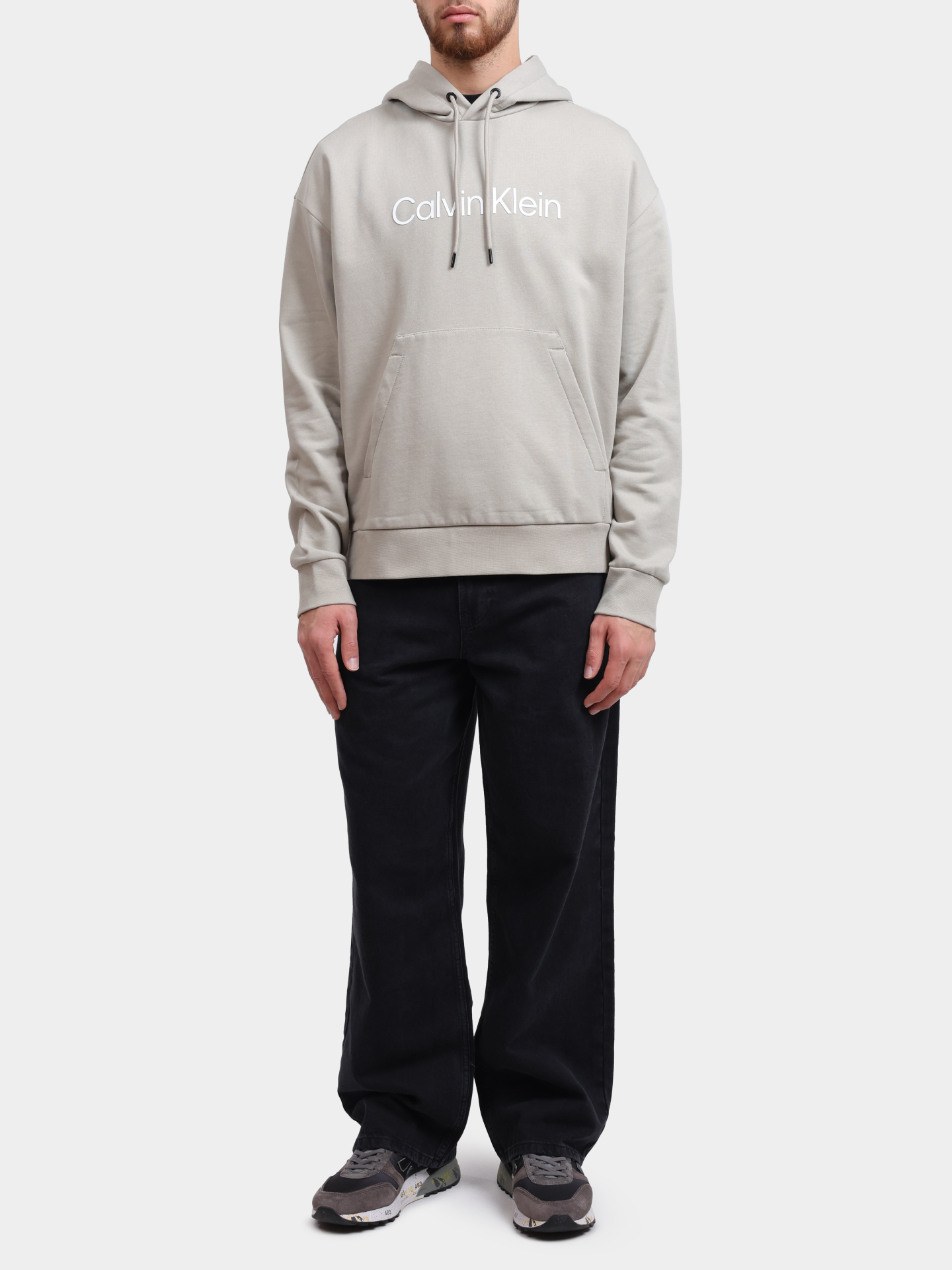 Худи Calvin Klein K10K111345 PC7 серое мужское  — купить в интернет-магазине Verdistore
