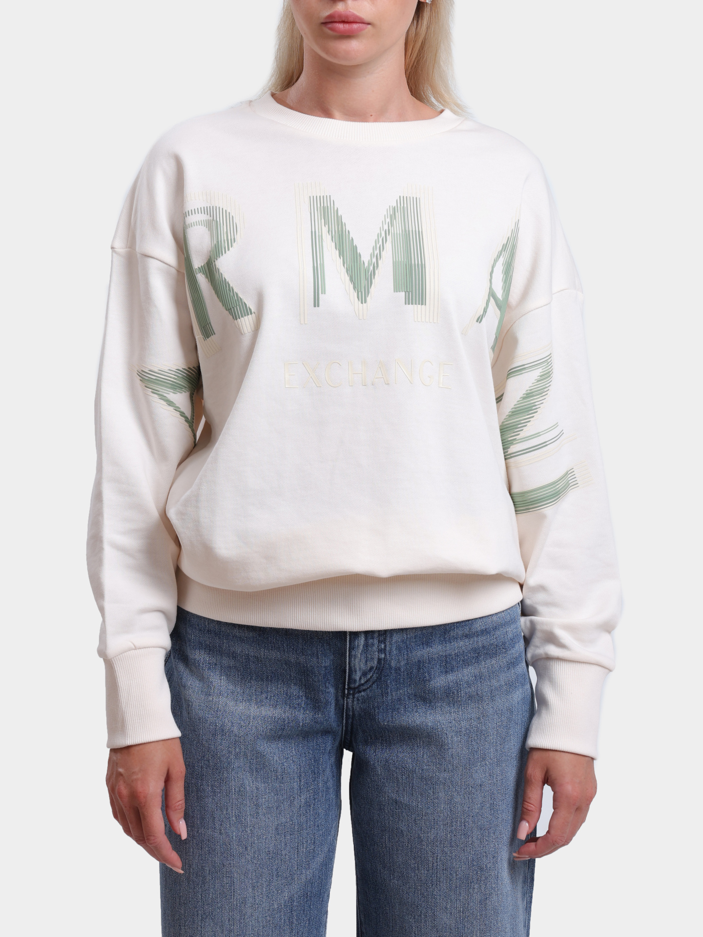 Свитшот Armani Exchange XW000495 AF12739 U1003 белый женский — купить в интернет-магазине Verdistore