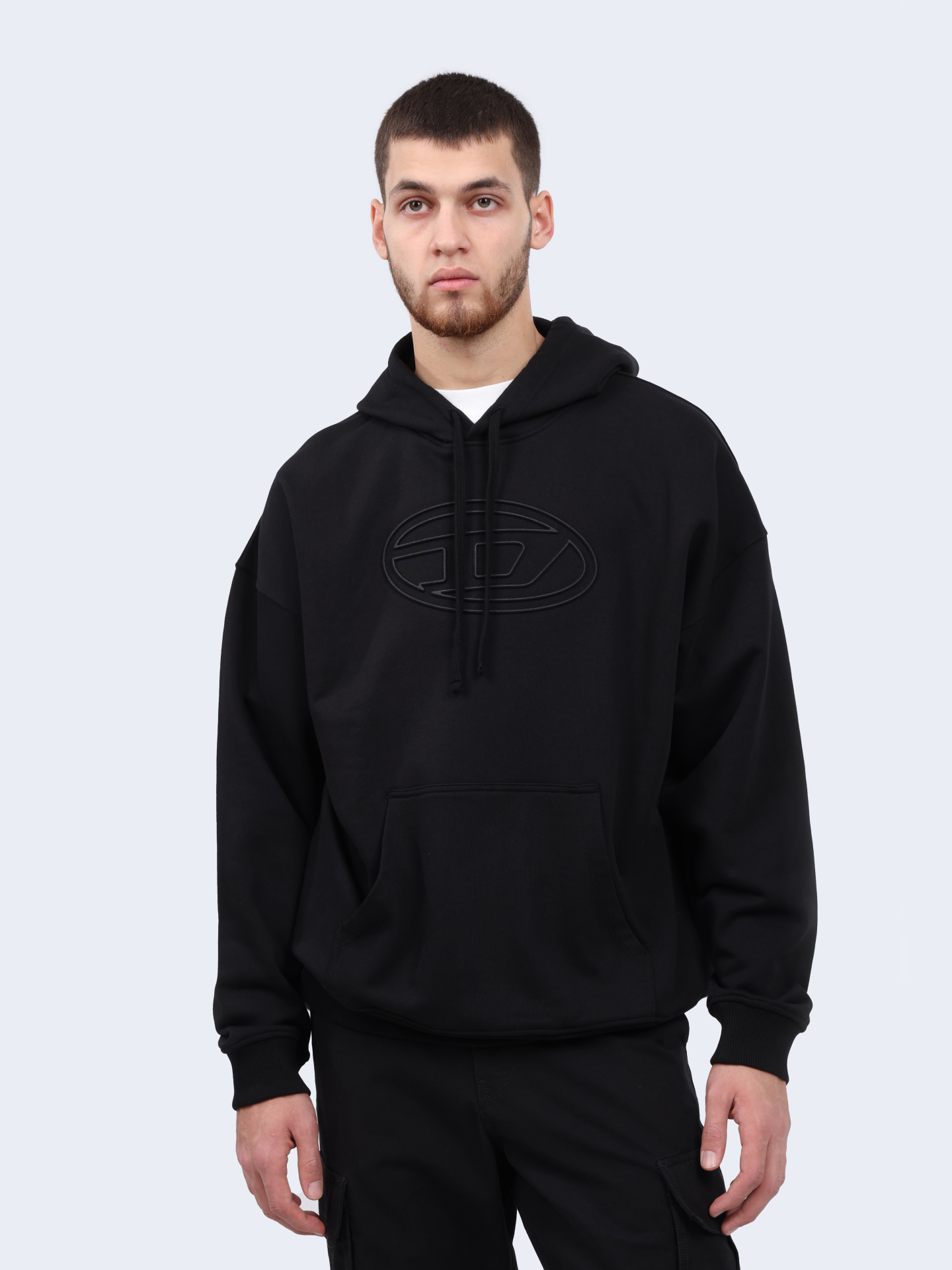 Худи Diesel A037910JYYJ9XX черное мужское из хлопка — купить в интернет-магазине Verdistore