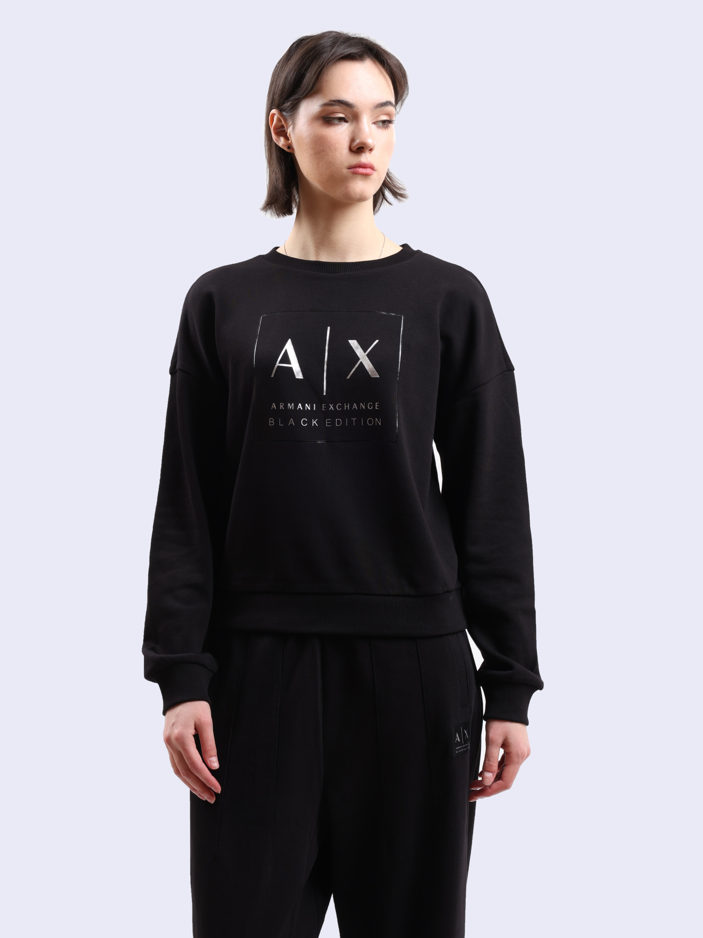 Свитшот Armani Exchange XW000006 AF10172 UC001 черный женский — купить в интернет-магазине Verdistore