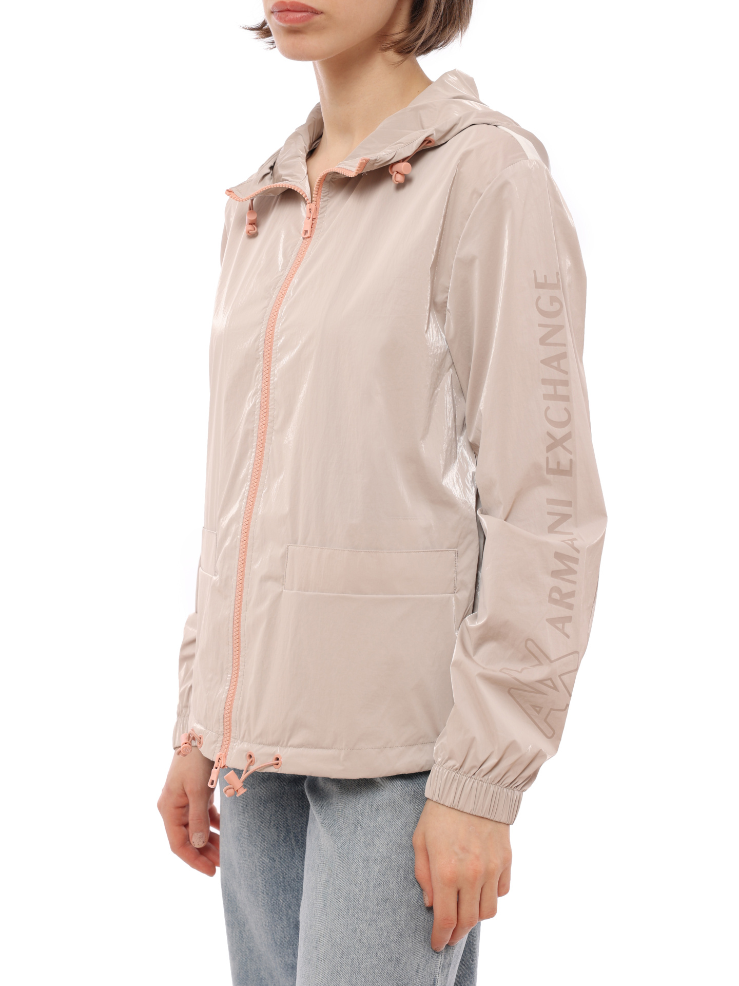 Ветровка Armani Exchange 3RYB09 YN4GZ 71AG бежевая женская с капюшоном — купить в интернет-магазине Verdistore