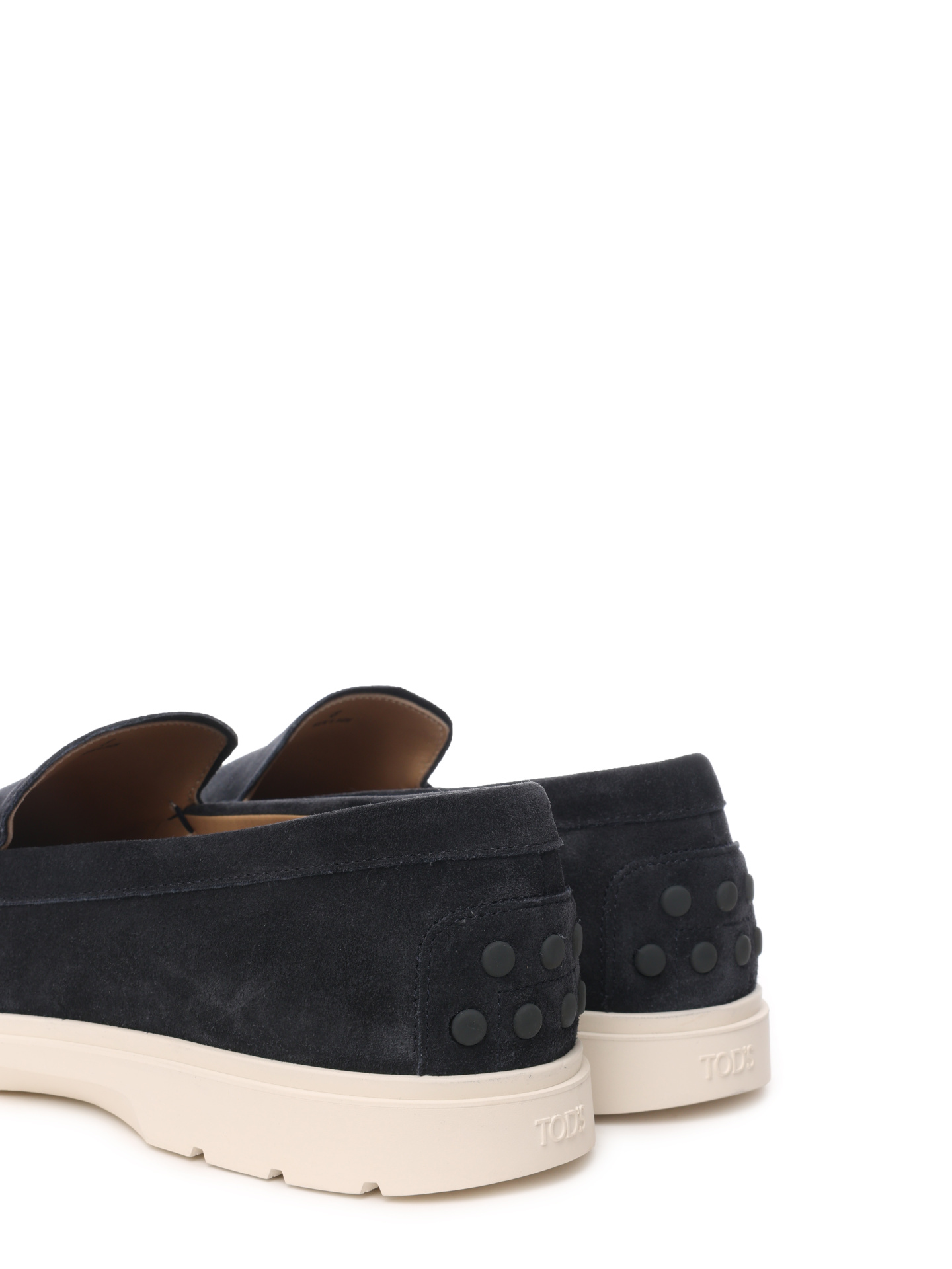 Лоферы темно-синие замшевые на изогнутой белой подошве — купить в интернет-магазине Verdistore